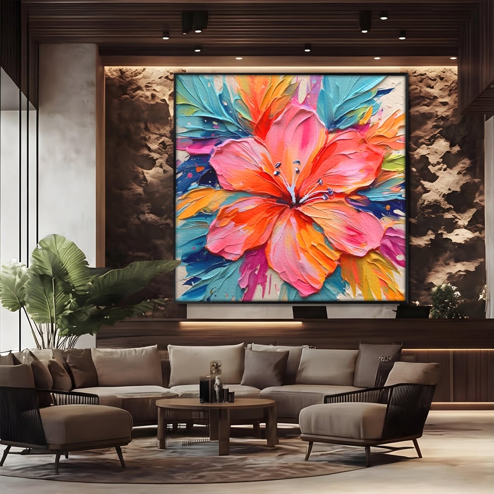 Tablou Canvas Premium LuxCanva® C1176, Floare Multicolora , Natura, Decorativ, Living Room, Culori Vibrante