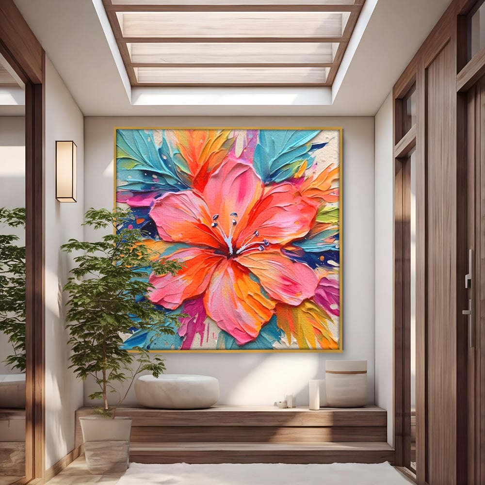 Tablou Canvas Premium LuxCanva® C1176, Floare Multicolora , Natura, Decorativ, Living Room, Culori Vibrante