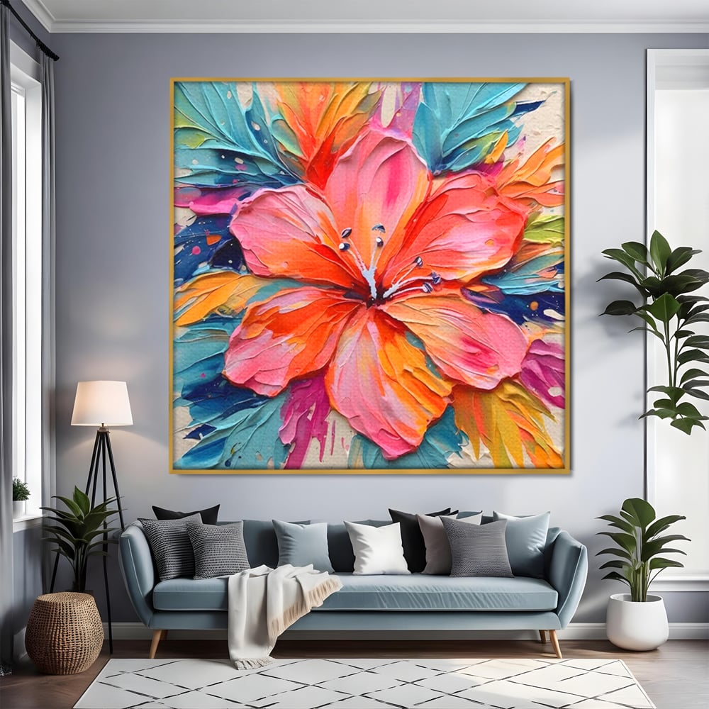 Tablou Canvas Premium LuxCanva® C1176, Floare Multicolora , Natura, Decorativ, Living Room, Culori Vibrante