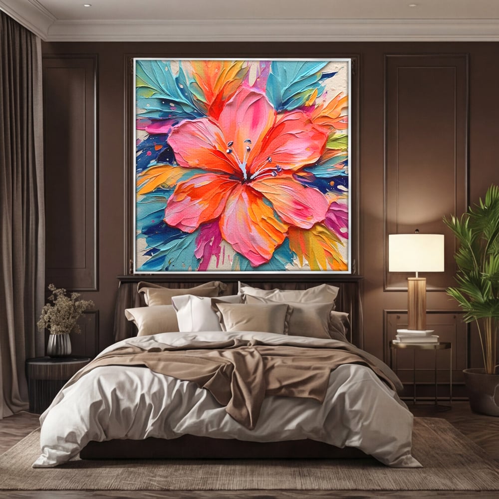 Tablou Canvas Premium LuxCanva® C1176, Floare Multicolora , Natura, Decorativ, Living Room, Culori Vibrante