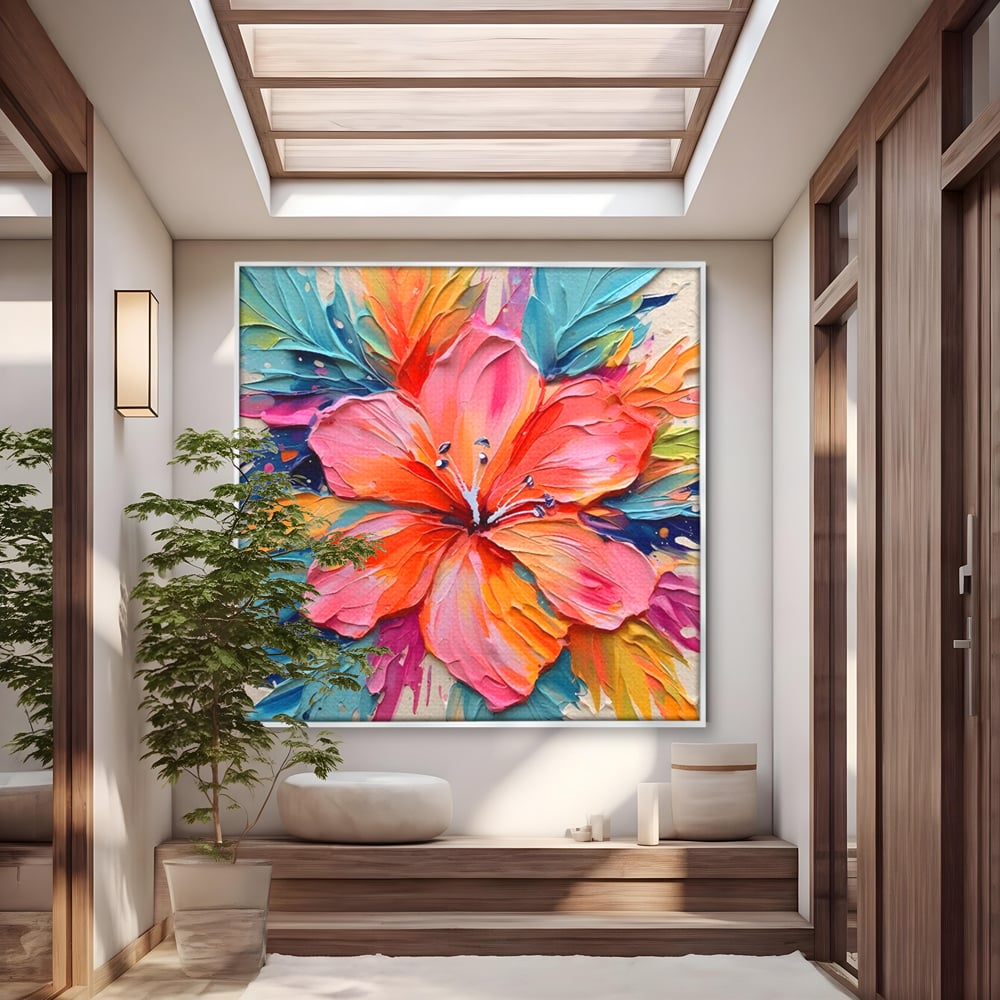 Tablou Canvas Premium LuxCanva® C1176, Floare Multicolora , Natura, Decorativ, Living Room, Culori Vibrante