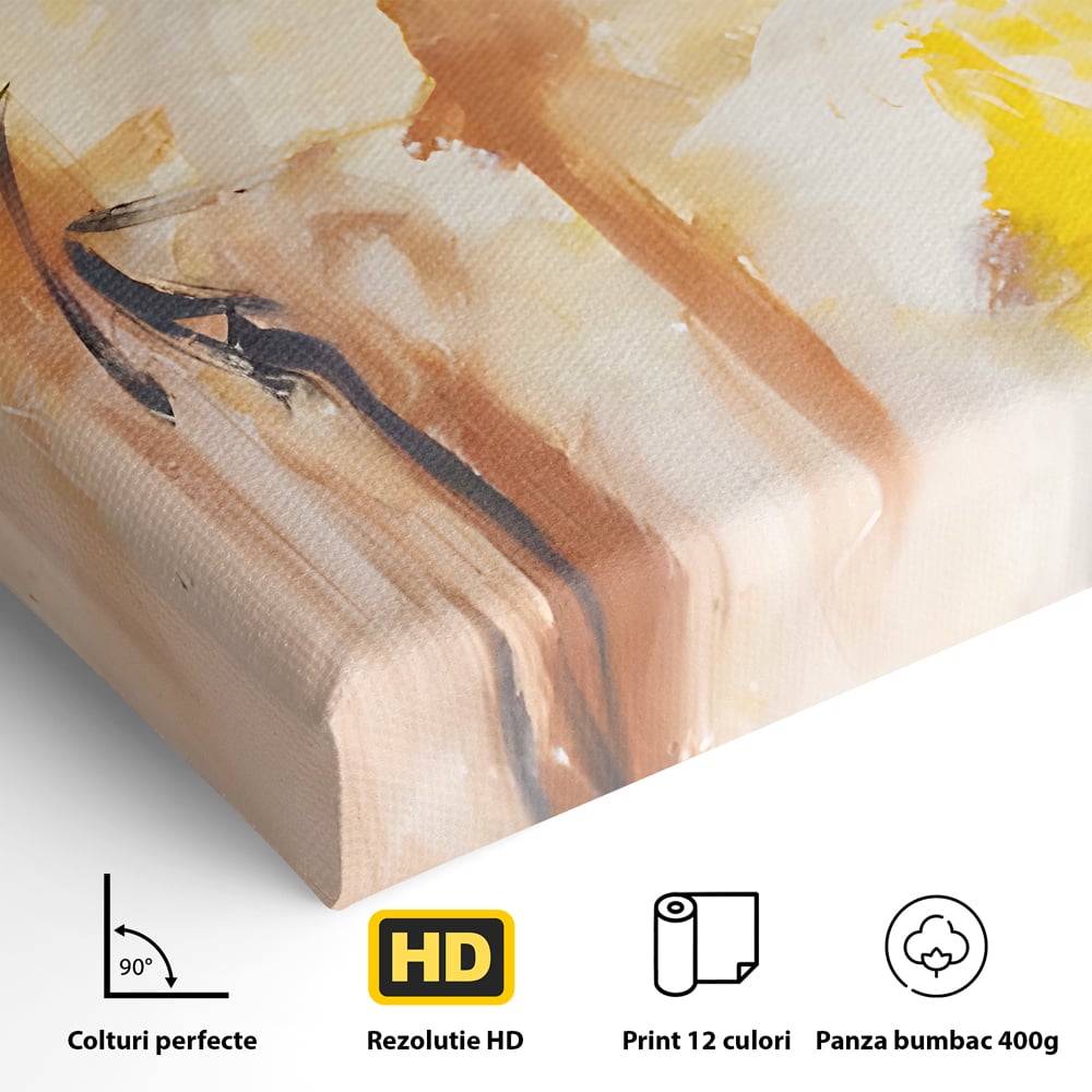 Tablou Canvas Premium LuxCanva® C1180, Brown And Gold Painting , Culori, Abstract, Relaxare, Living Room, Culori Vibrante