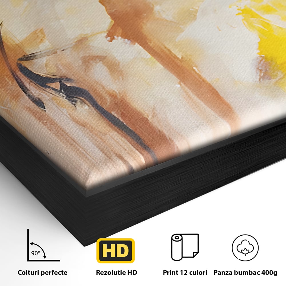 Tablou Canvas Premium LuxCanva® C1180, Brown And Gold Painting , Culori, Abstract, Relaxare, Living Room, Culori Vibrante