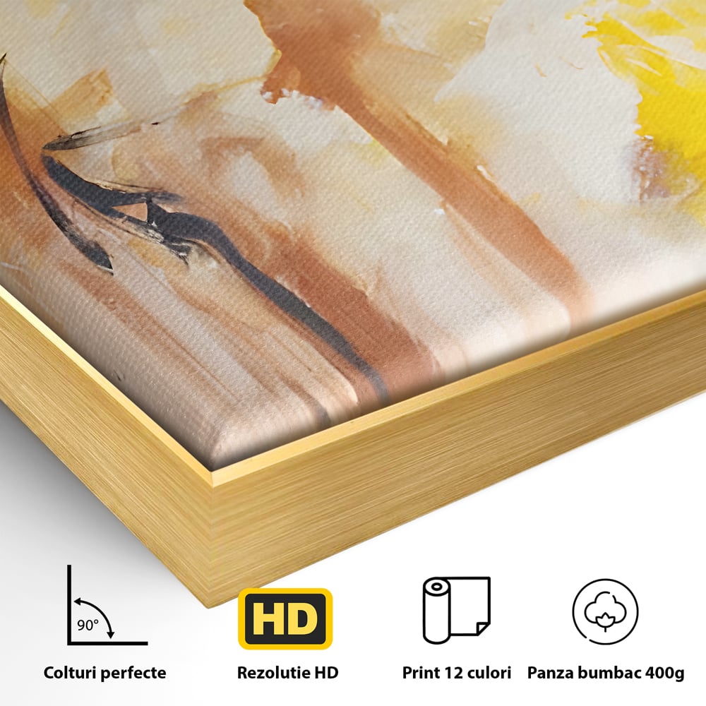 Tablou Canvas Premium LuxCanva® C1180, Brown And Gold Painting , Culori, Abstract, Relaxare, Living Room, Culori Vibrante