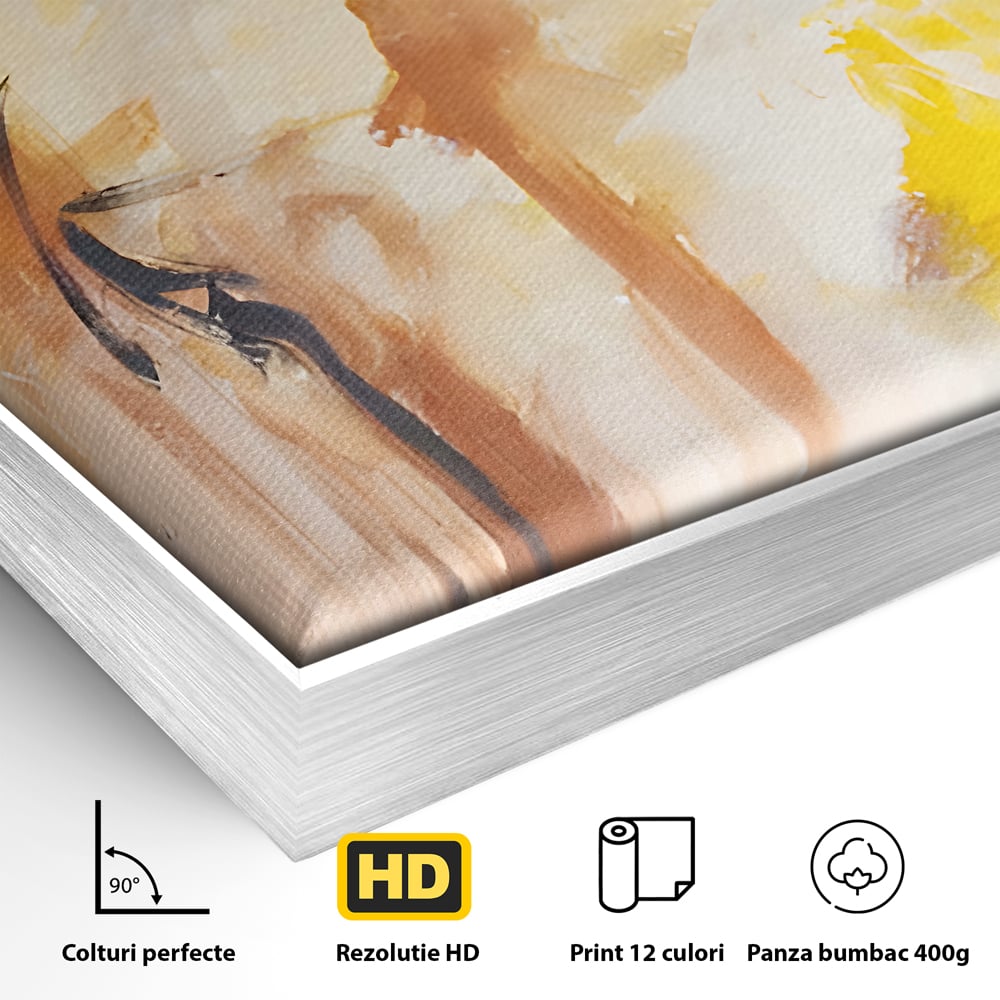 Tablou Canvas Premium LuxCanva® C1180, Brown And Gold Painting , Culori, Abstract, Relaxare, Living Room, Culori Vibrante