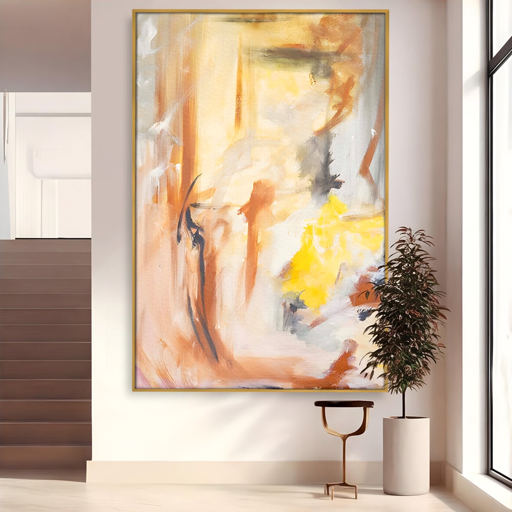 Tablou Canvas Premium LuxCanva® C1180, Brown And Gold Painting , Culori, Abstract, Relaxare, Living Room, Culori Vibrante