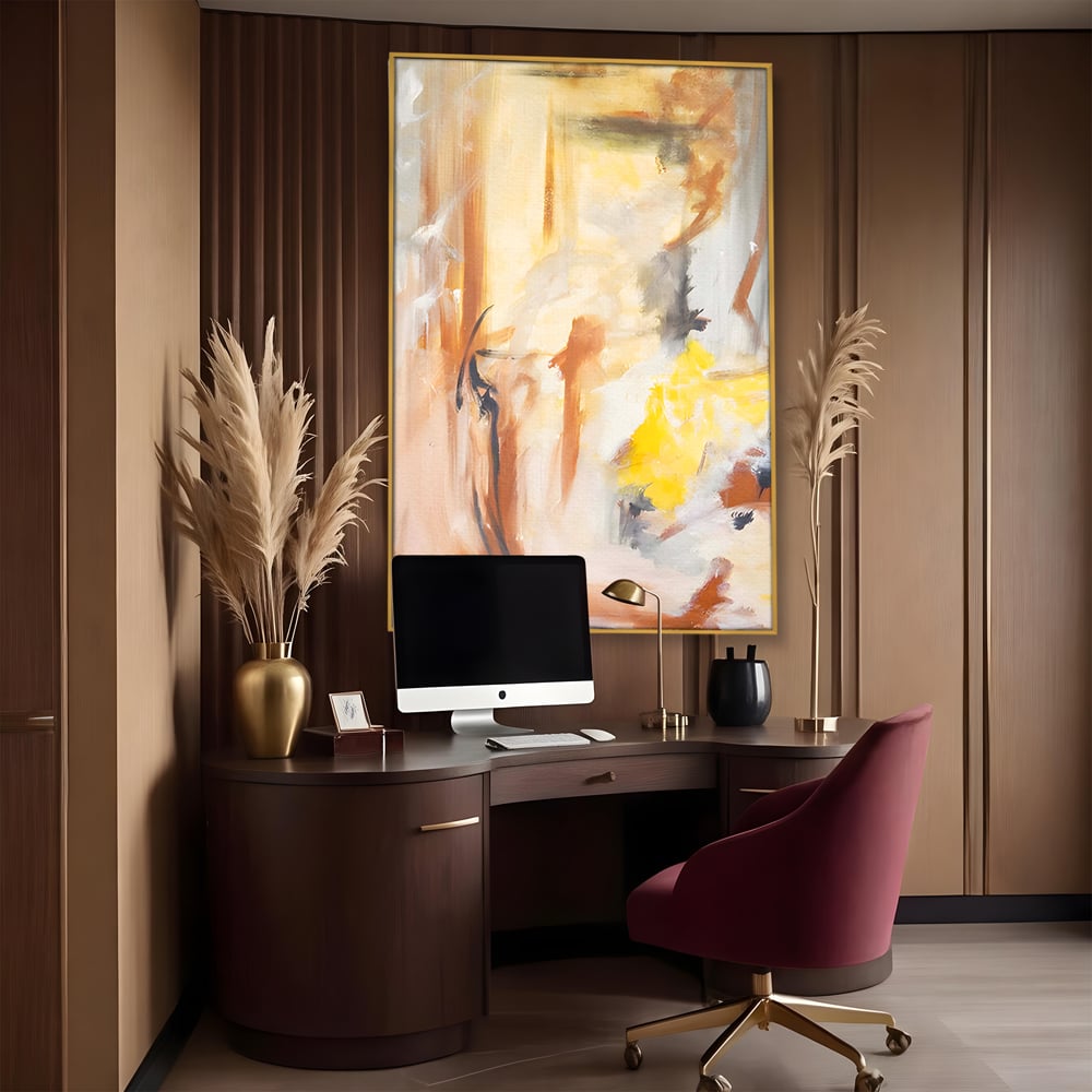 Tablou Canvas Premium LuxCanva® C1180, Brown And Gold Painting , Culori, Abstract, Relaxare, Living Room, Culori Vibrante