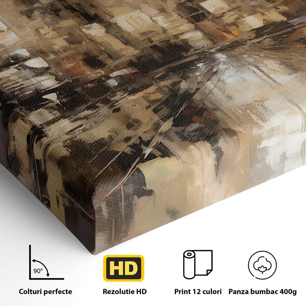 Tablou Canvas Premium LuxCanva® C1184, Abstract City Center , Zgarie Nori, Oras, Decorativ, Living Room, Culori Vibrante