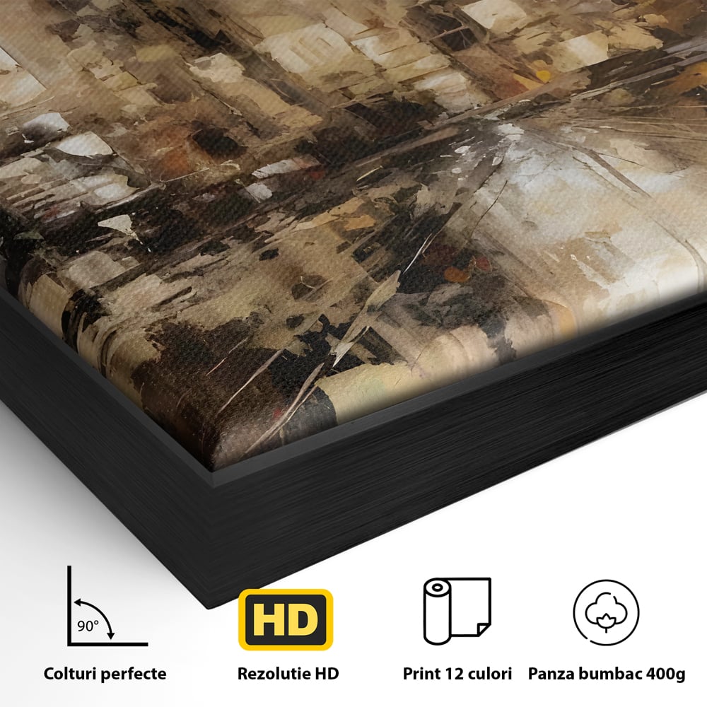 Tablou Canvas Premium LuxCanva® C1184, Abstract City Center , Zgarie Nori, Oras, Decorativ, Living Room, Culori Vibrante