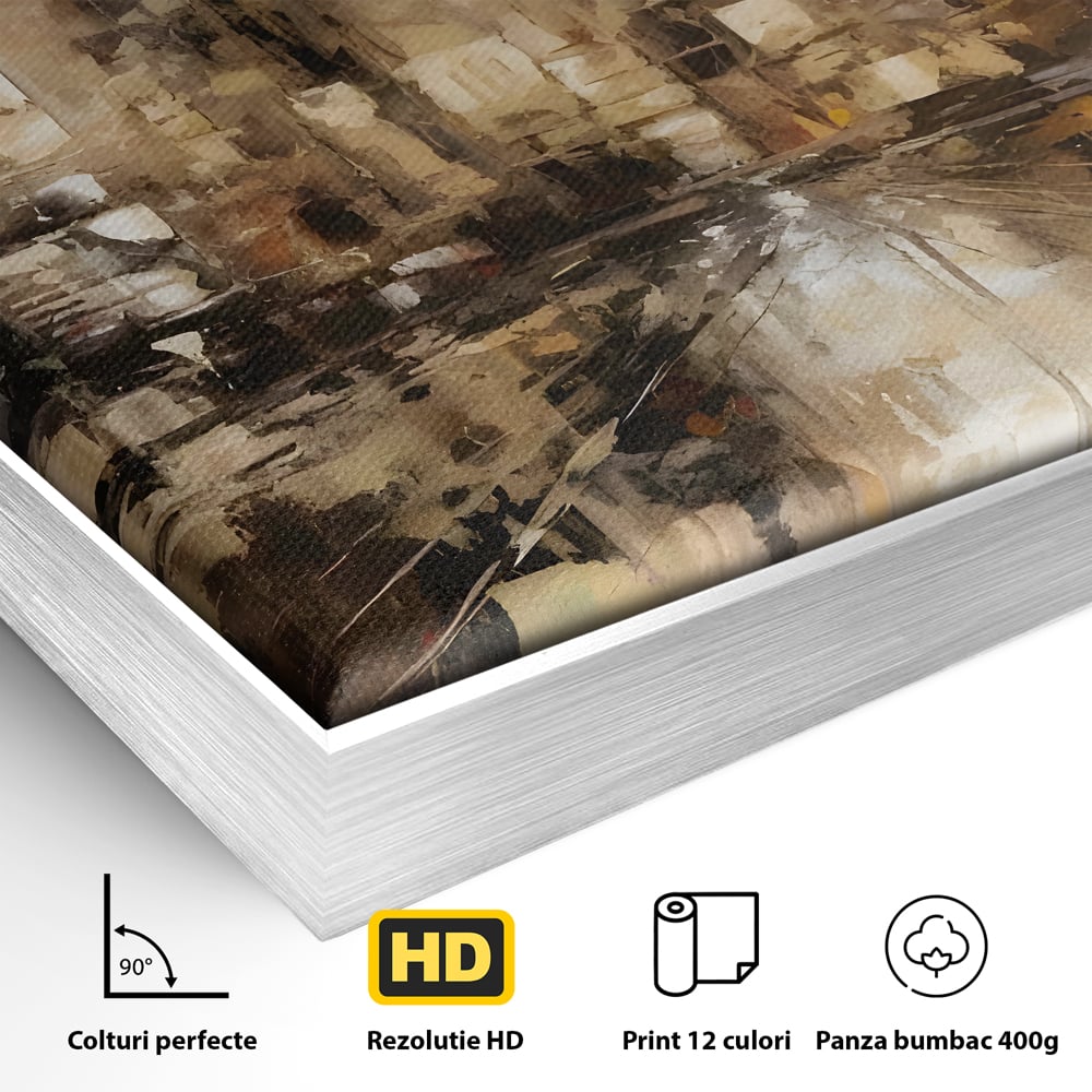 Tablou Canvas Premium LuxCanva® C1184, Abstract City Center , Zgarie Nori, Oras, Decorativ, Living Room, Culori Vibrante