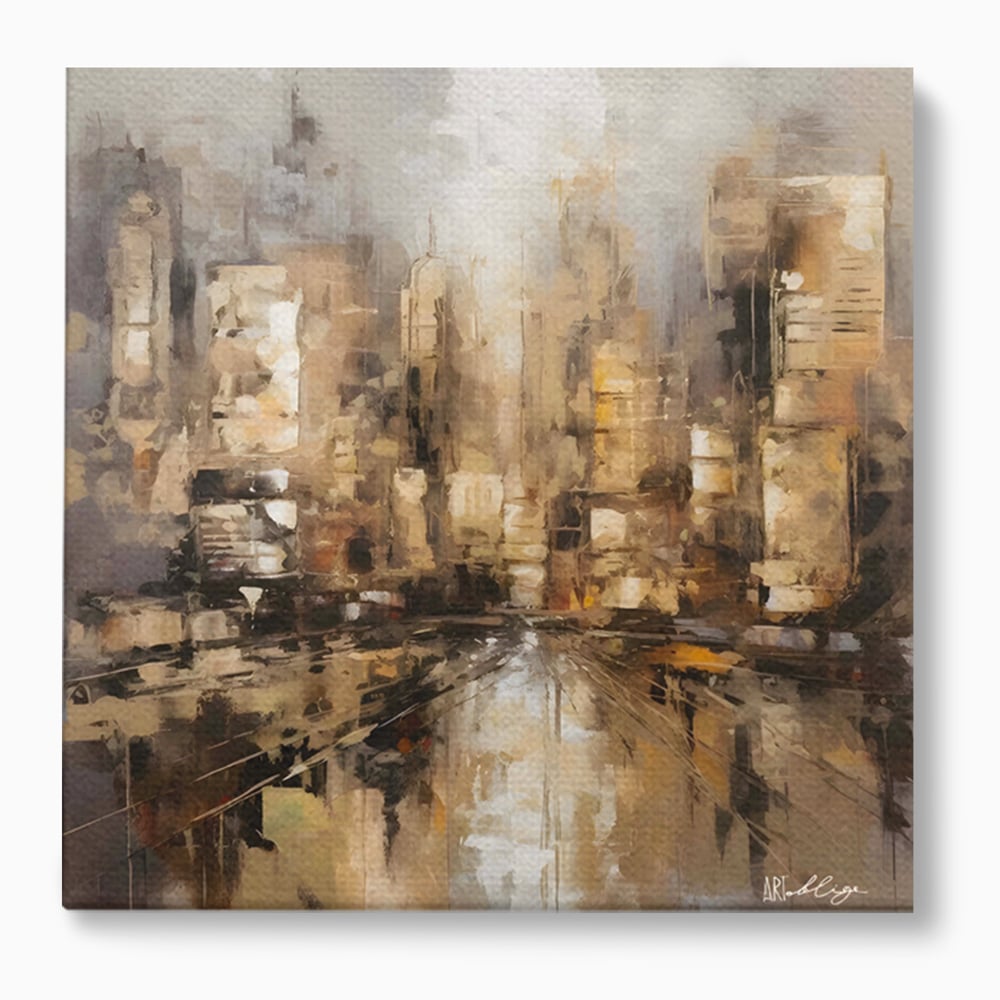 Tablou Canvas Premium LuxCanva® C1184, Abstract City Center , Zgarie Nori, Oras, Decorativ, Living Room, Culori Vibrante