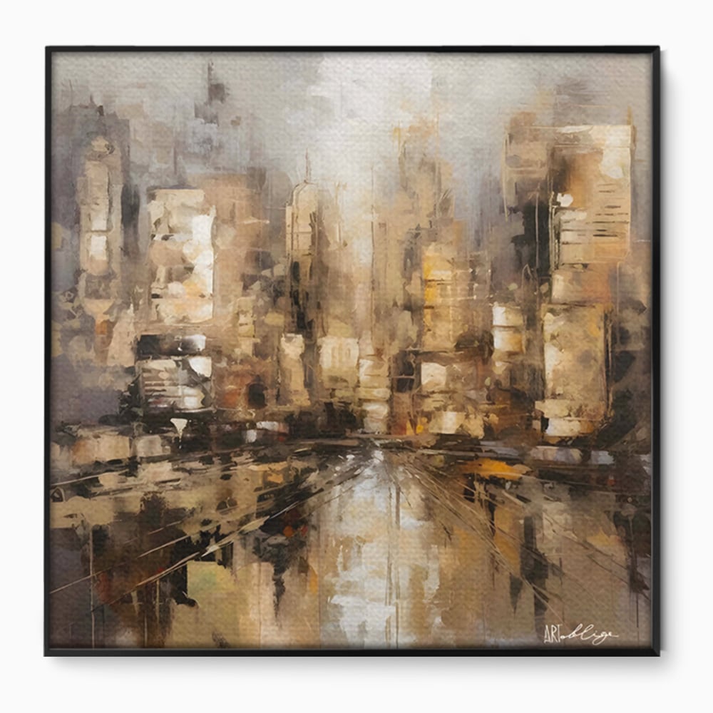 Tablou Canvas Premium LuxCanva® C1184, Abstract City Center , Zgarie Nori, Oras, Decorativ, Living Room, Culori Vibrante
