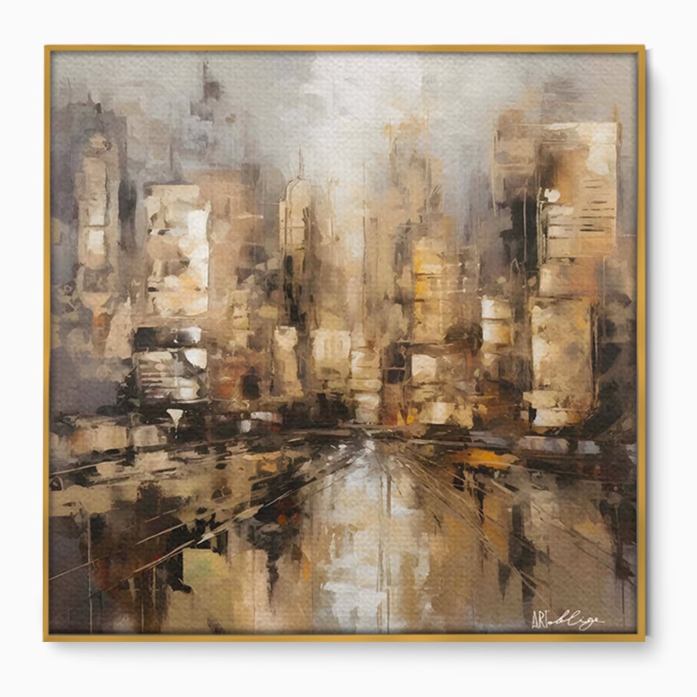 Tablou Canvas Premium LuxCanva® C1184, Abstract City Center , Zgarie Nori, Oras, Decorativ, Living Room, Culori Vibrante