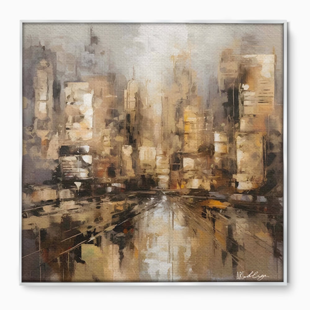 Tablou Canvas Premium LuxCanva® C1184, Abstract City Center , Zgarie Nori, Oras, Decorativ, Living Room, Culori Vibrante
