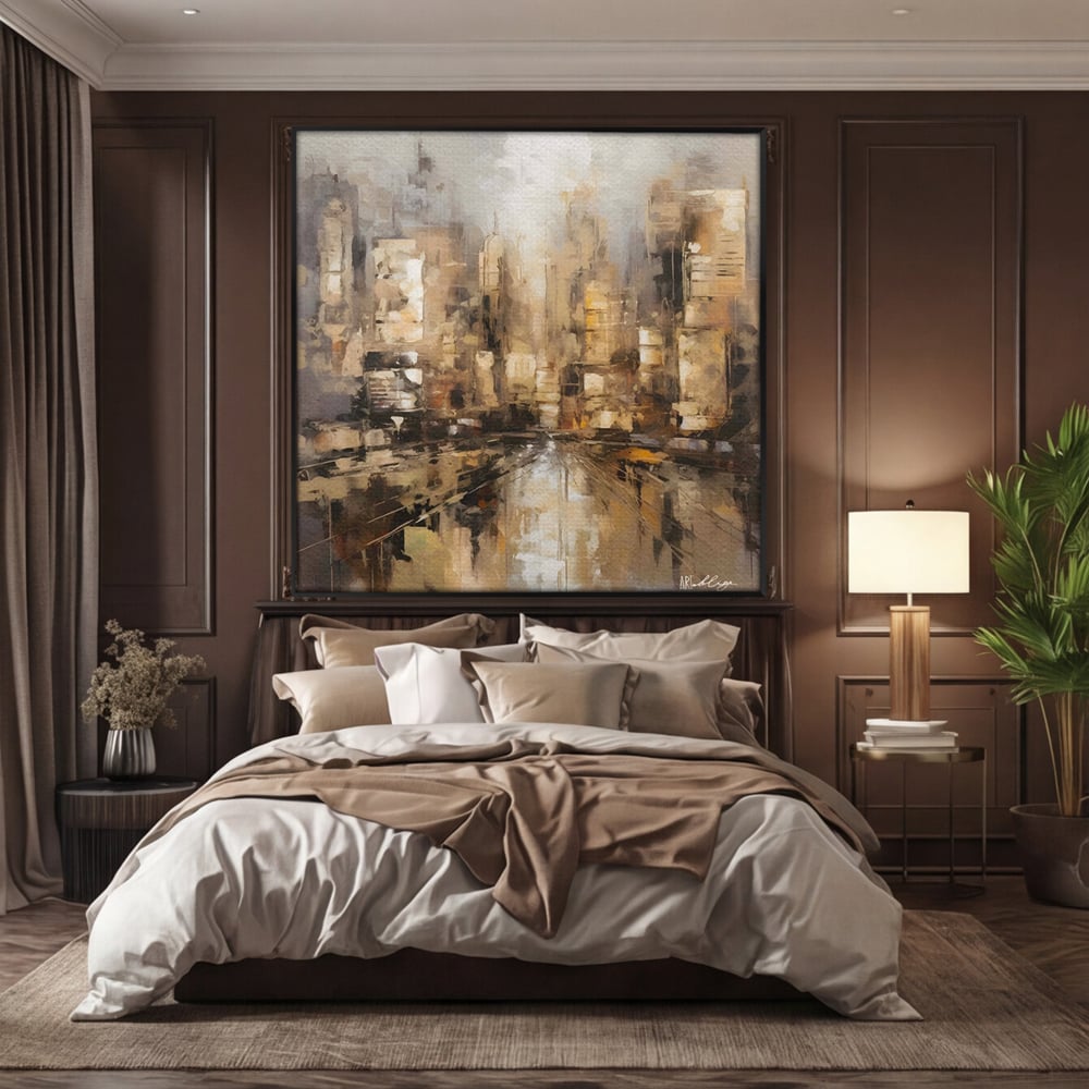 Tablou Canvas Premium LuxCanva® C1184, Abstract City Center , Zgarie Nori, Oras, Decorativ, Living Room, Culori Vibrante