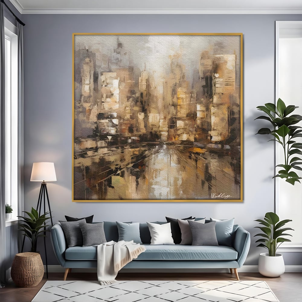 Tablou Canvas Premium LuxCanva® C1184, Abstract City Center , Zgarie Nori, Oras, Decorativ, Living Room, Culori Vibrante
