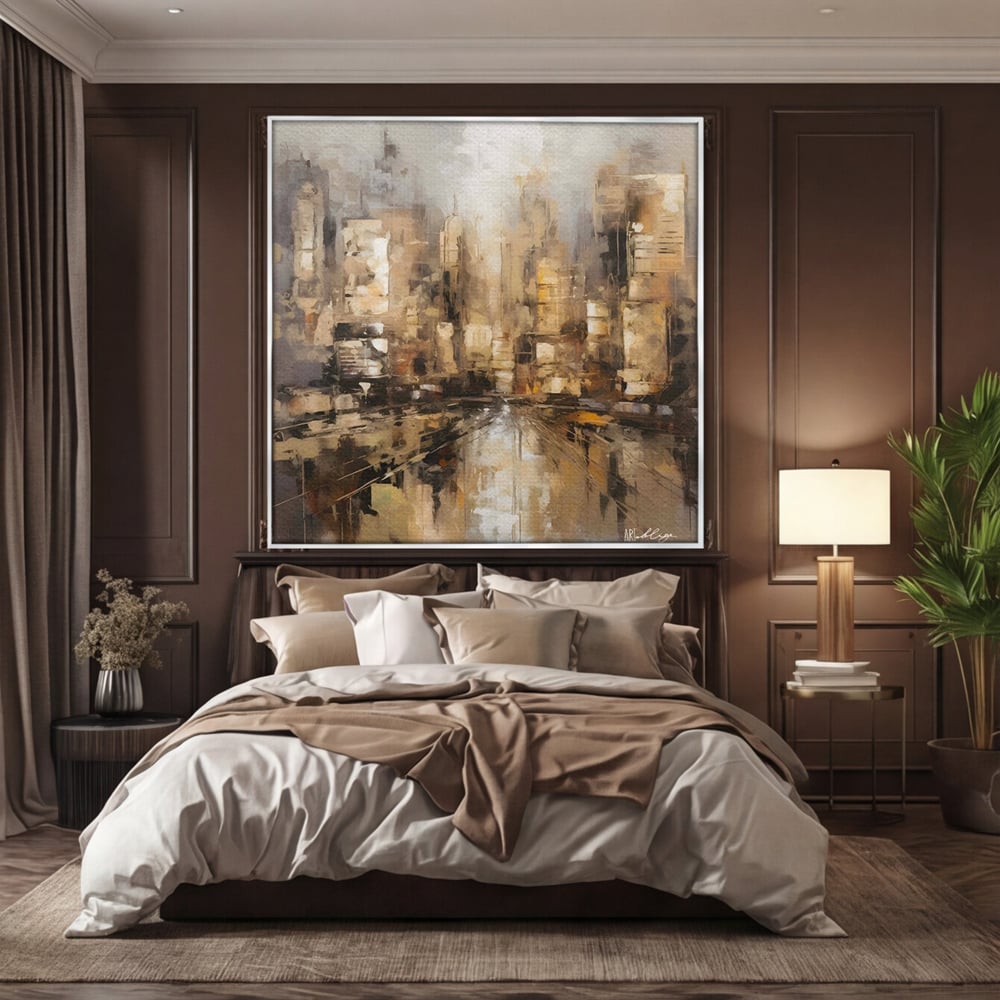 Tablou Canvas Premium LuxCanva® C1184, Abstract City Center , Zgarie Nori, Oras, Decorativ, Living Room, Culori Vibrante