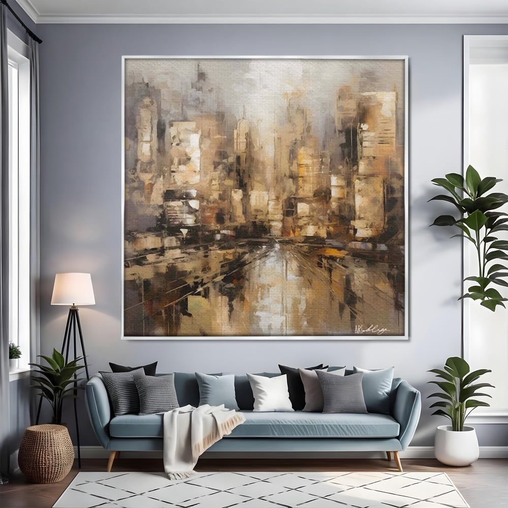 Tablou Canvas Premium LuxCanva® C1184, Abstract City Center , Zgarie Nori, Oras, Decorativ, Living Room, Culori Vibrante