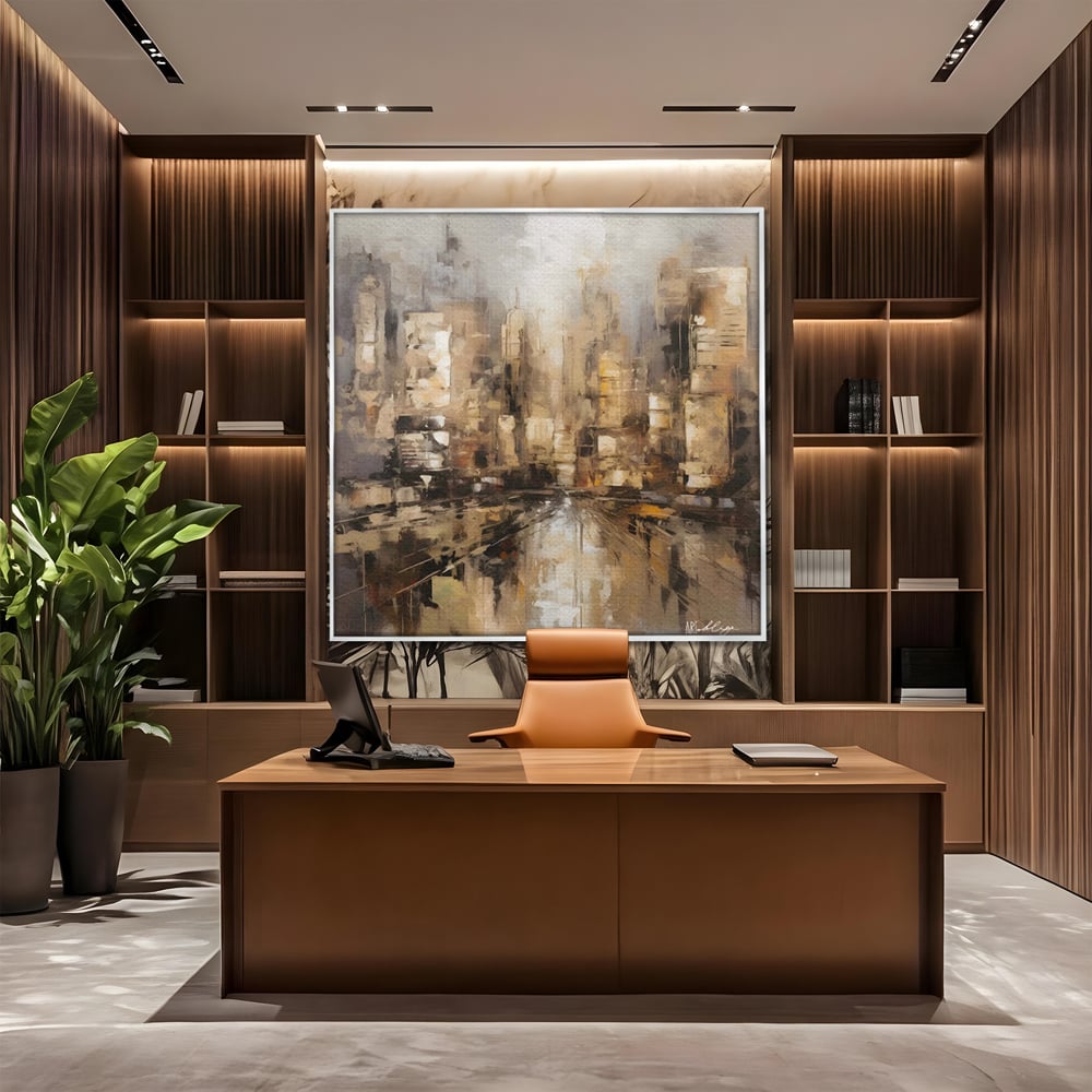 Tablou Canvas Premium LuxCanva® C1184, Abstract City Center , Zgarie Nori, Oras, Decorativ, Living Room, Culori Vibrante