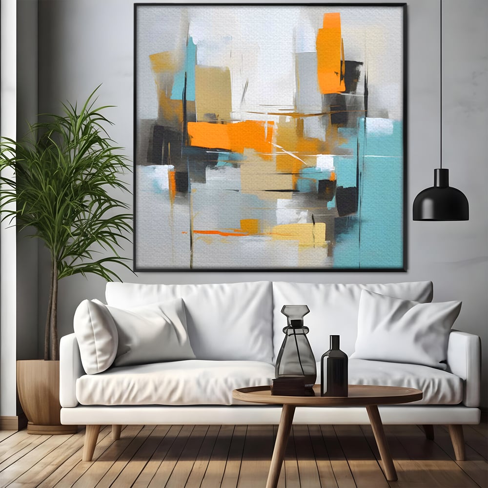 Leinwandbilder Premium LuxCanva® C1185, Abstrakte Farbige Leinwandbilder, Farben, Geometrie, Dekorativ, Wohnzimmer, Kräftige Farben