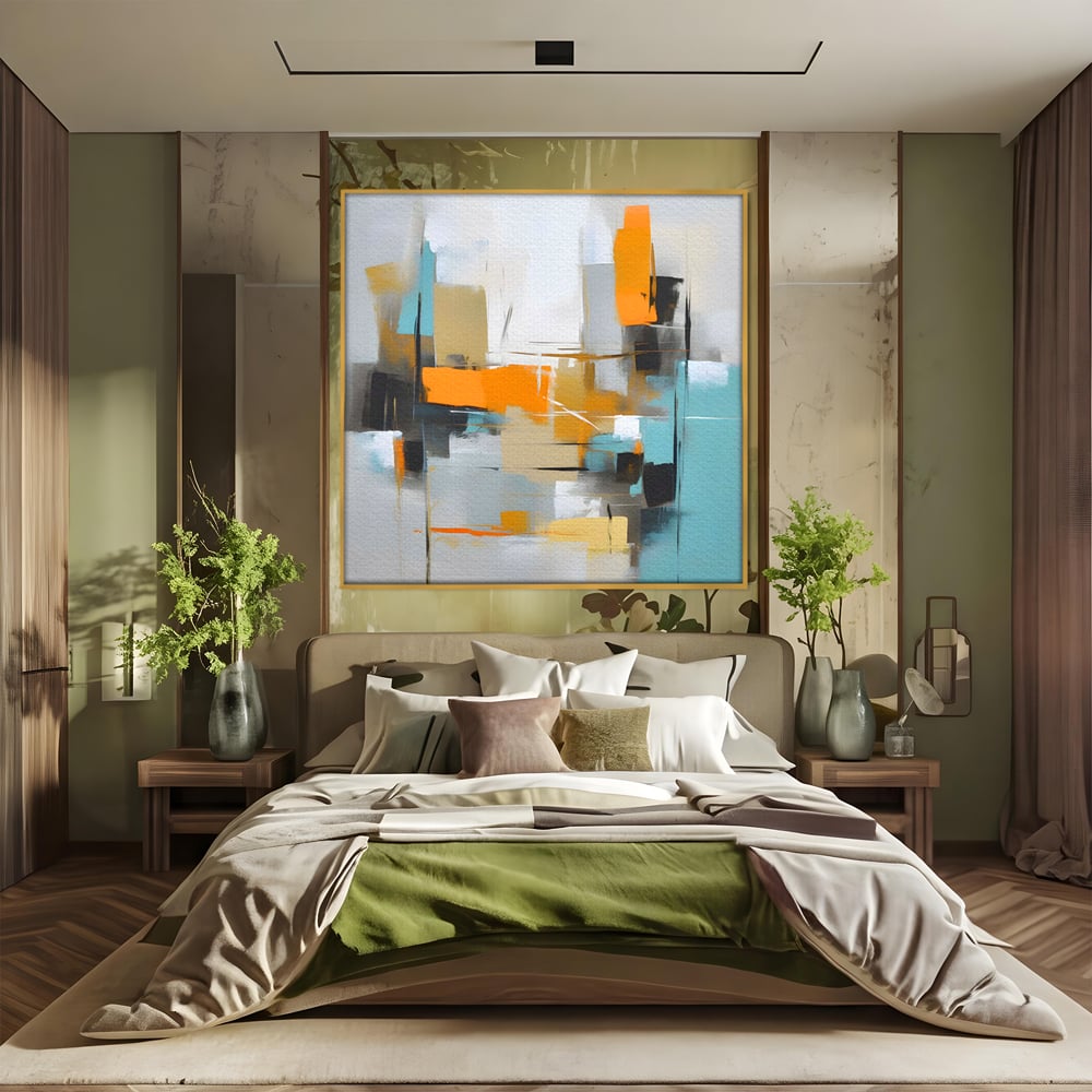 Leinwandbilder Premium LuxCanva® C1185, Abstrakte Farbige Leinwandbilder, Farben, Geometrie, Dekorativ, Wohnzimmer, Kräftige Farben