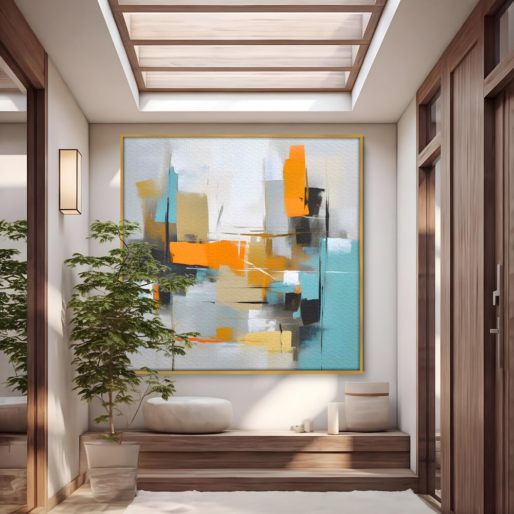 Leinwandbilder Premium LuxCanva® C1185, Abstrakte Farbige Leinwandbilder, Farben, Geometrie, Dekorativ, Wohnzimmer, Kräftige Farben