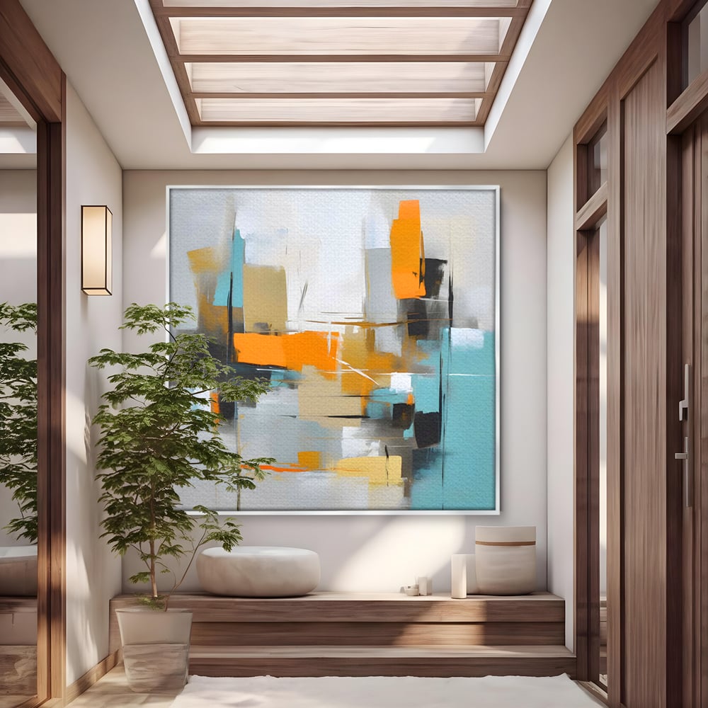 Leinwandbilder Premium LuxCanva® C1185, Abstrakte Farbige Leinwandbilder, Farben, Geometrie, Dekorativ, Wohnzimmer, Kräftige Farben