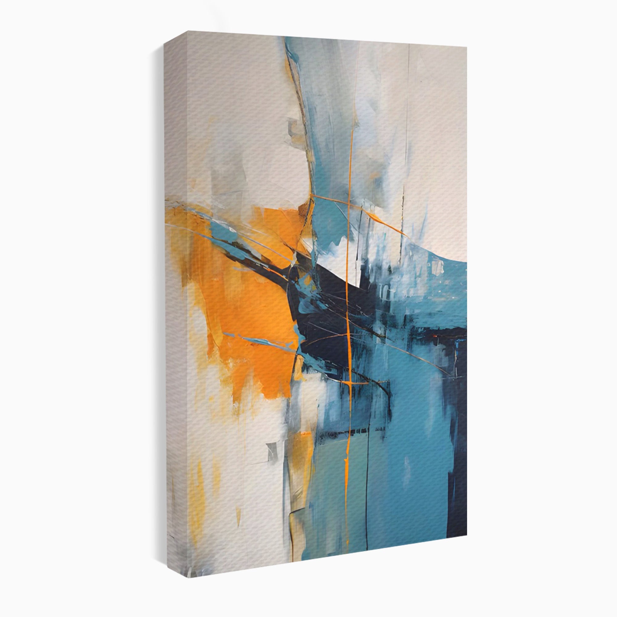 Tablou Canvas Premium LuxCanva® C1186, Abstract Albastru Portocaliu, Abstract, Modern, Arta Contemporana, Living, Birou, Culori Vibrante