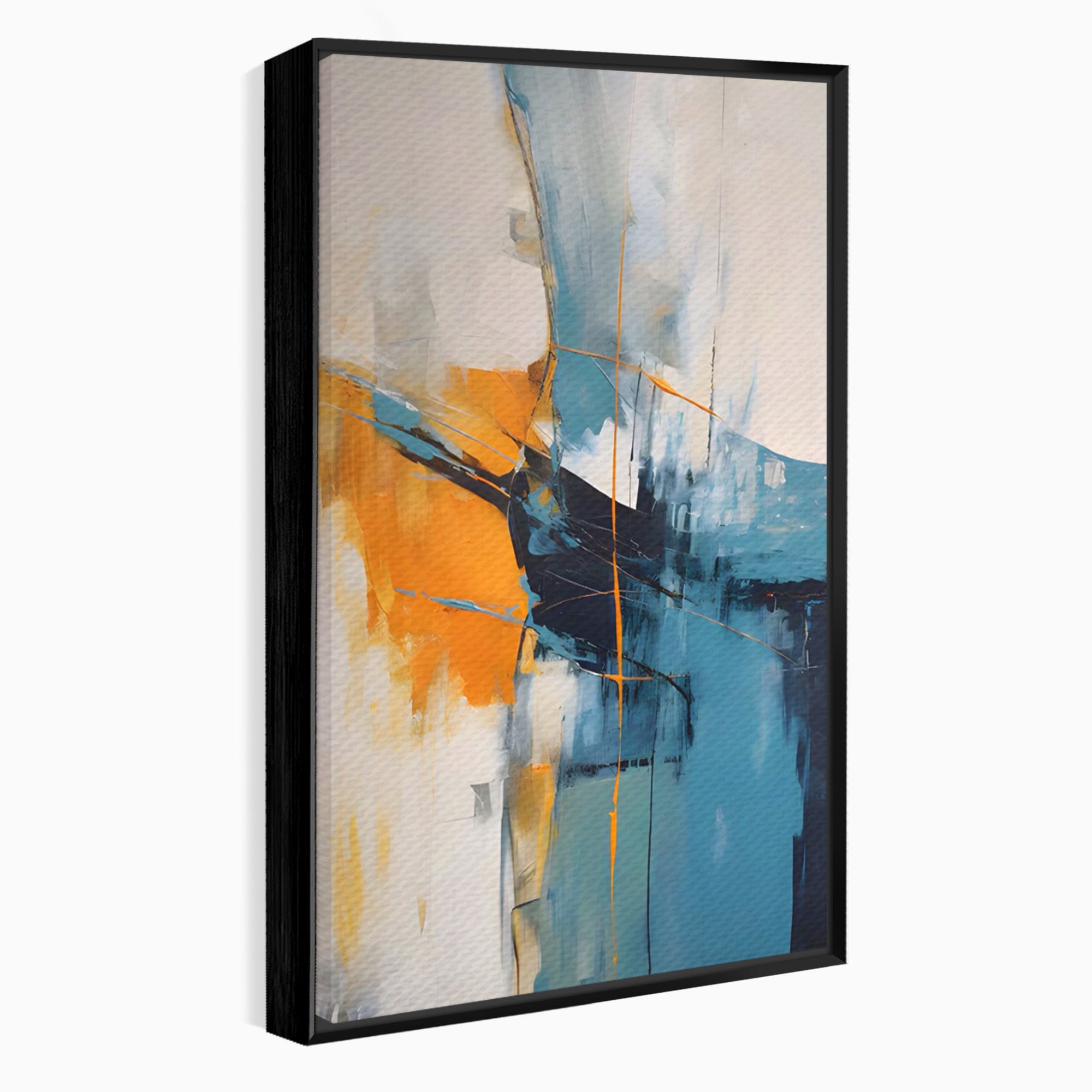 Tablou Canvas Premium LuxCanva® C1186, Abstract Albastru Portocaliu, Abstract, Modern, Arta Contemporana, Living, Birou, Culori Vibrante