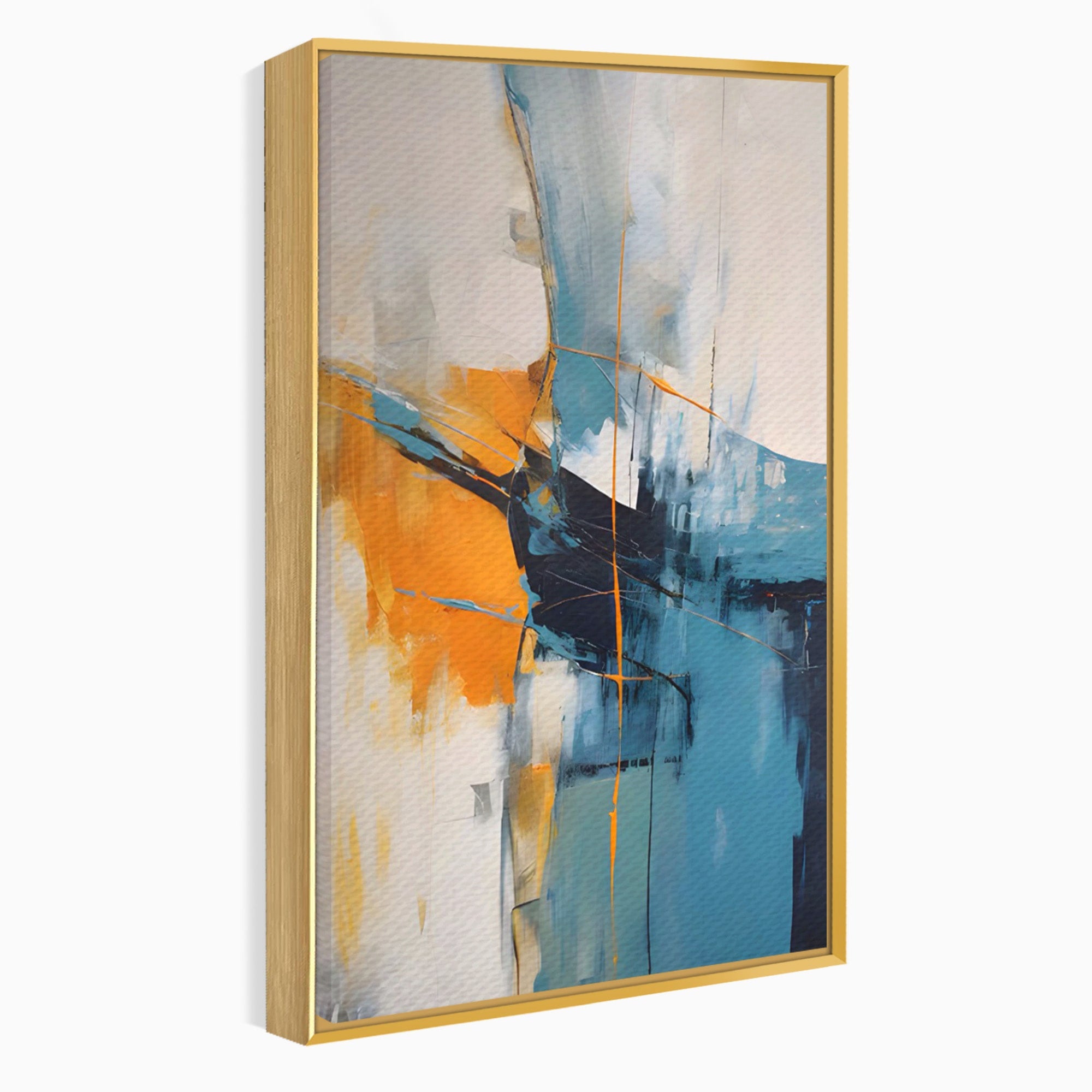 Tablou Canvas Premium LuxCanva® C1186, Abstract Albastru Portocaliu, Abstract, Modern, Arta Contemporana, Living, Birou, Culori Vibrante