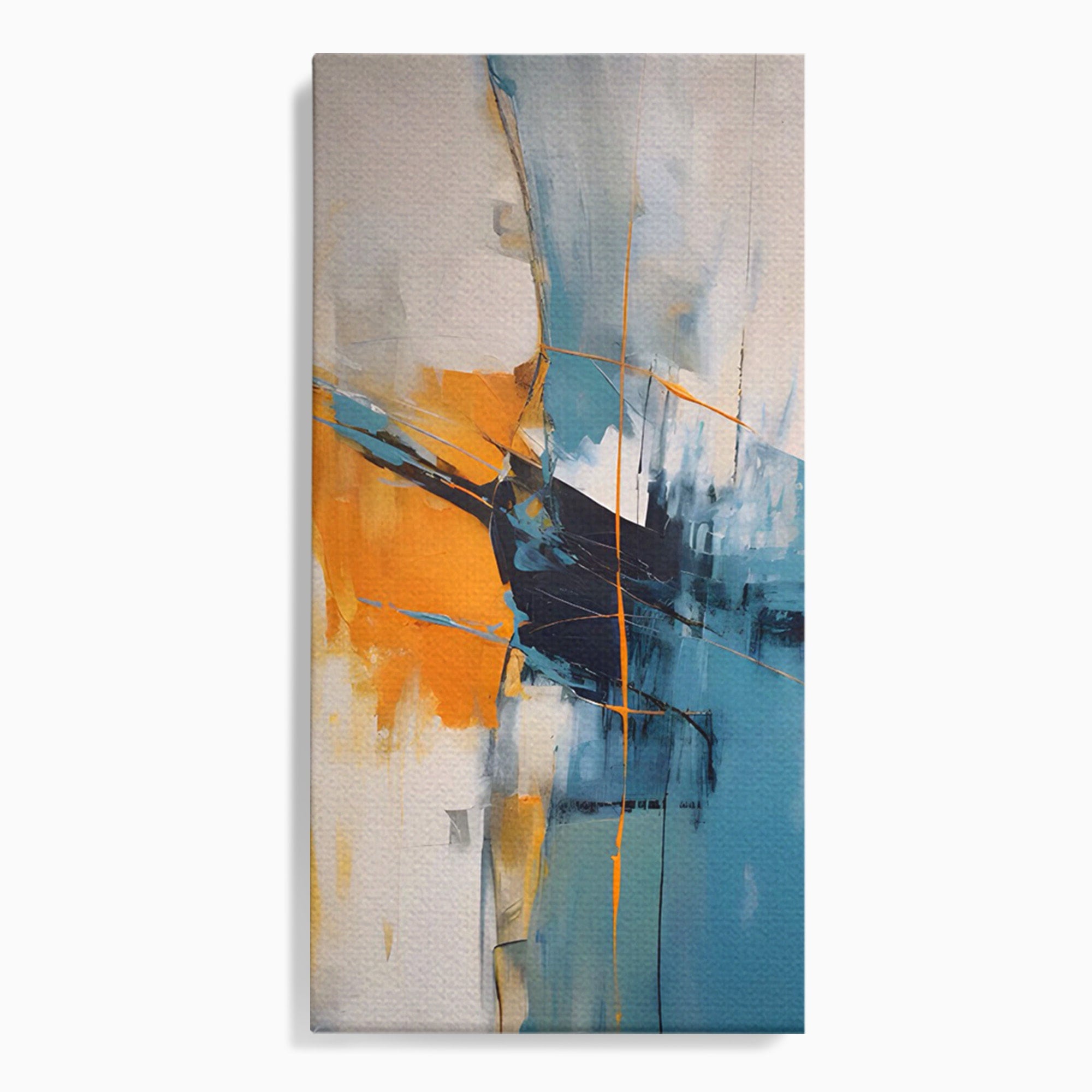 Tablou Canvas Premium LuxCanva® C1186, Abstract Albastru Portocaliu, Abstract, Modern, Arta Contemporana, Living, Birou, Culori Vibrante