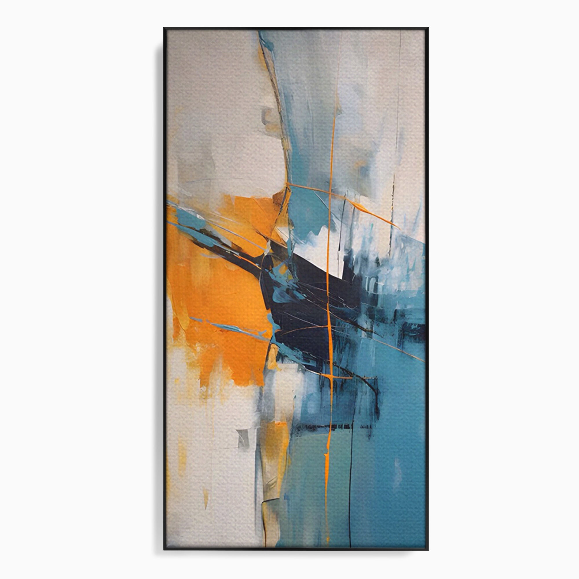 Tablou Canvas Premium LuxCanva® C1186, Abstract Albastru Portocaliu, Abstract, Modern, Arta Contemporana, Living, Birou, Culori Vibrante