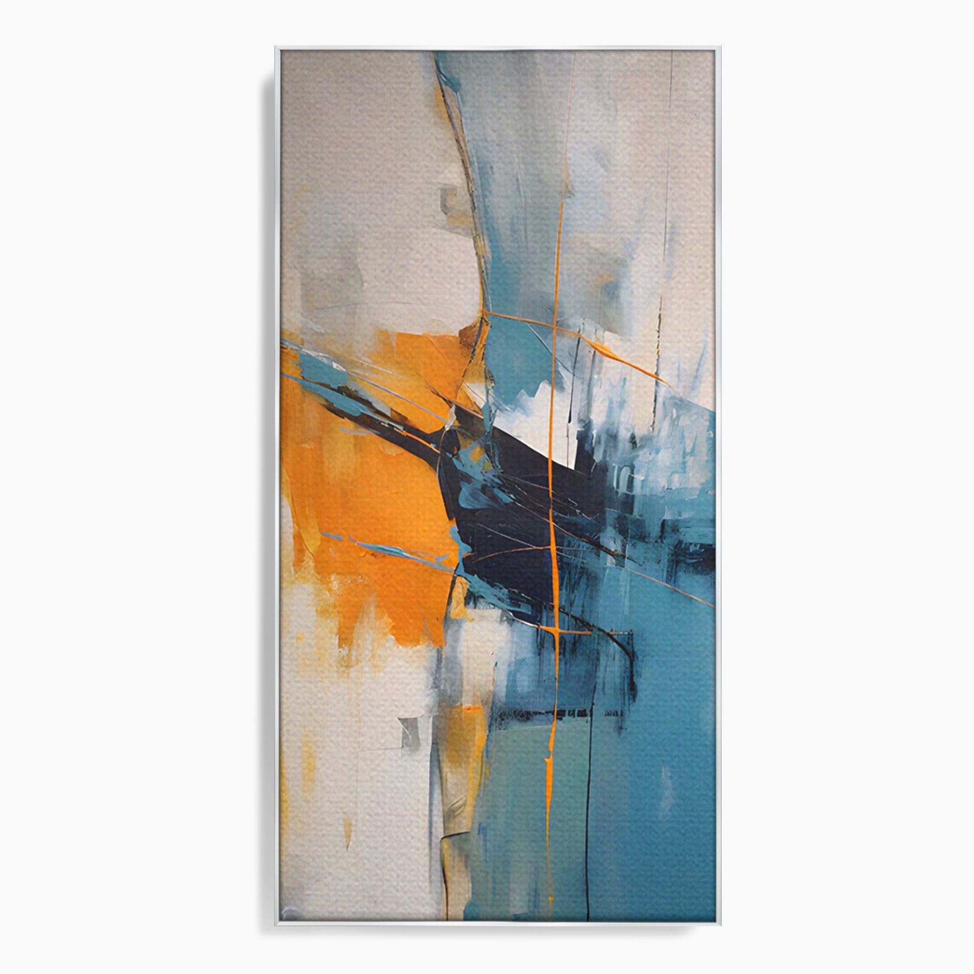 Tablou Canvas Premium LuxCanva® C1186, Abstract Albastru Portocaliu, Abstract, Modern, Arta Contemporana, Living, Birou, Culori Vibrante