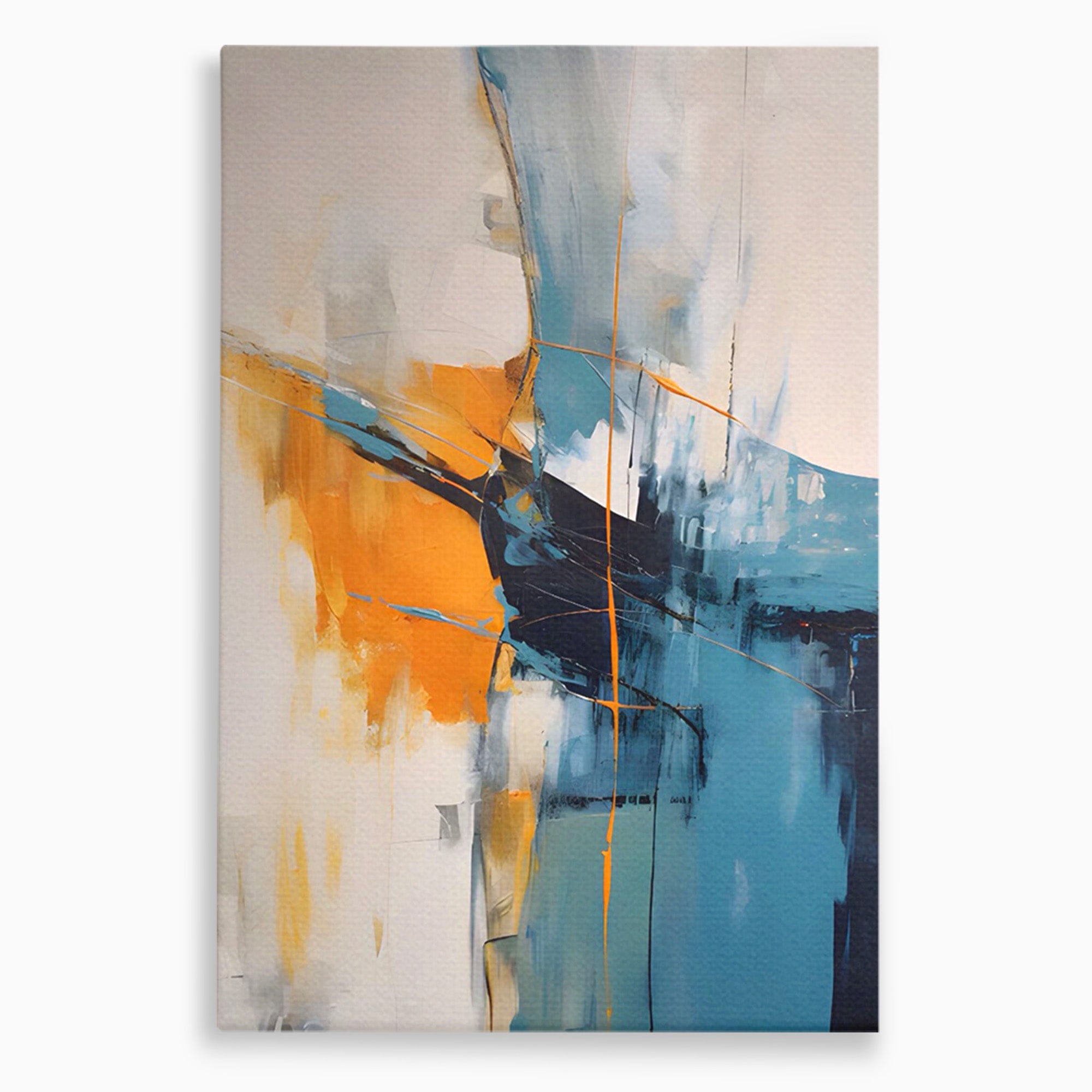 Tablou Canvas Premium LuxCanva® C1186, Abstract Albastru Portocaliu, Abstract, Modern, Arta Contemporana, Living, Birou, Culori Vibrante