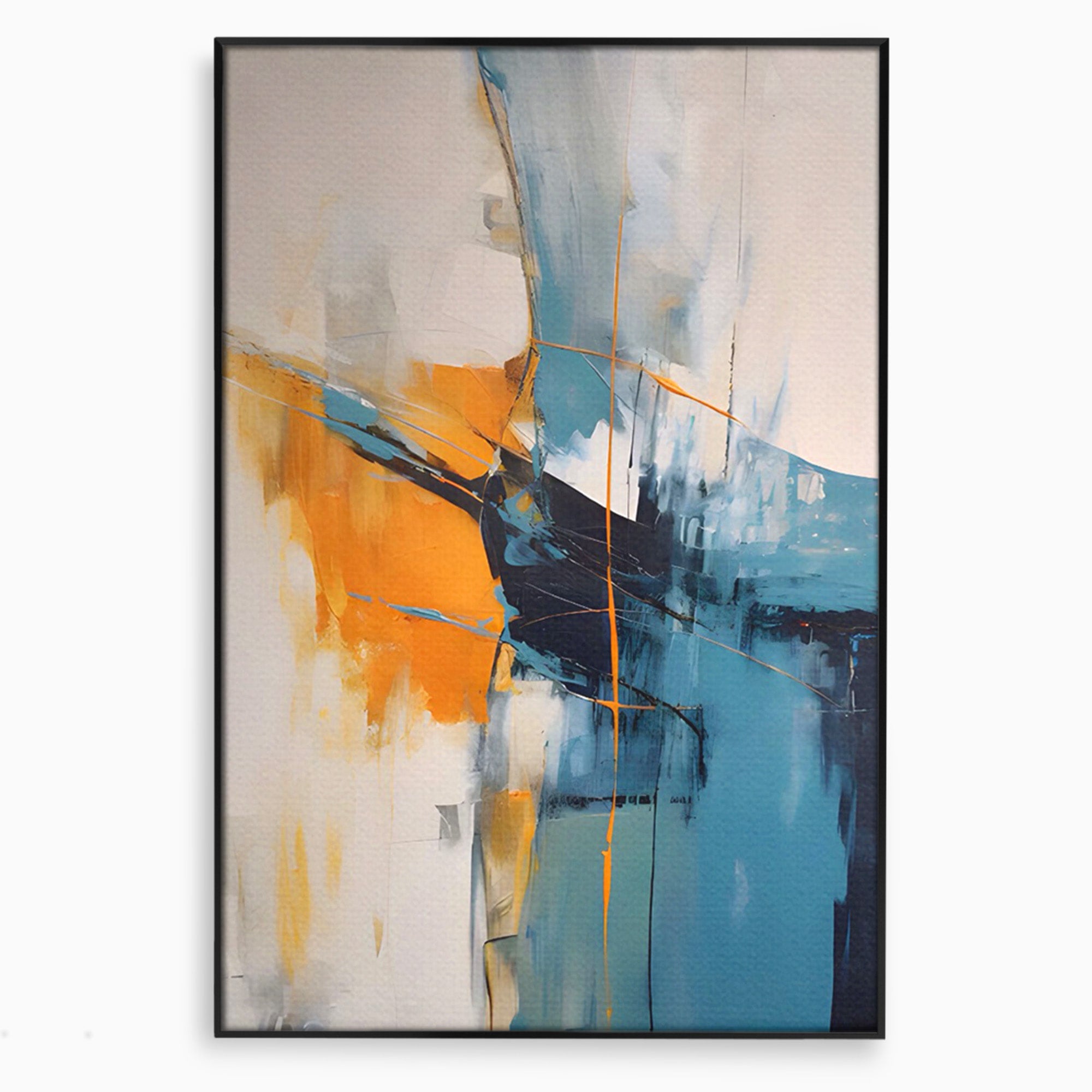 Tablou Canvas Premium LuxCanva® C1186, Abstract Albastru Portocaliu, Abstract, Modern, Arta Contemporana, Living, Birou, Culori Vibrante