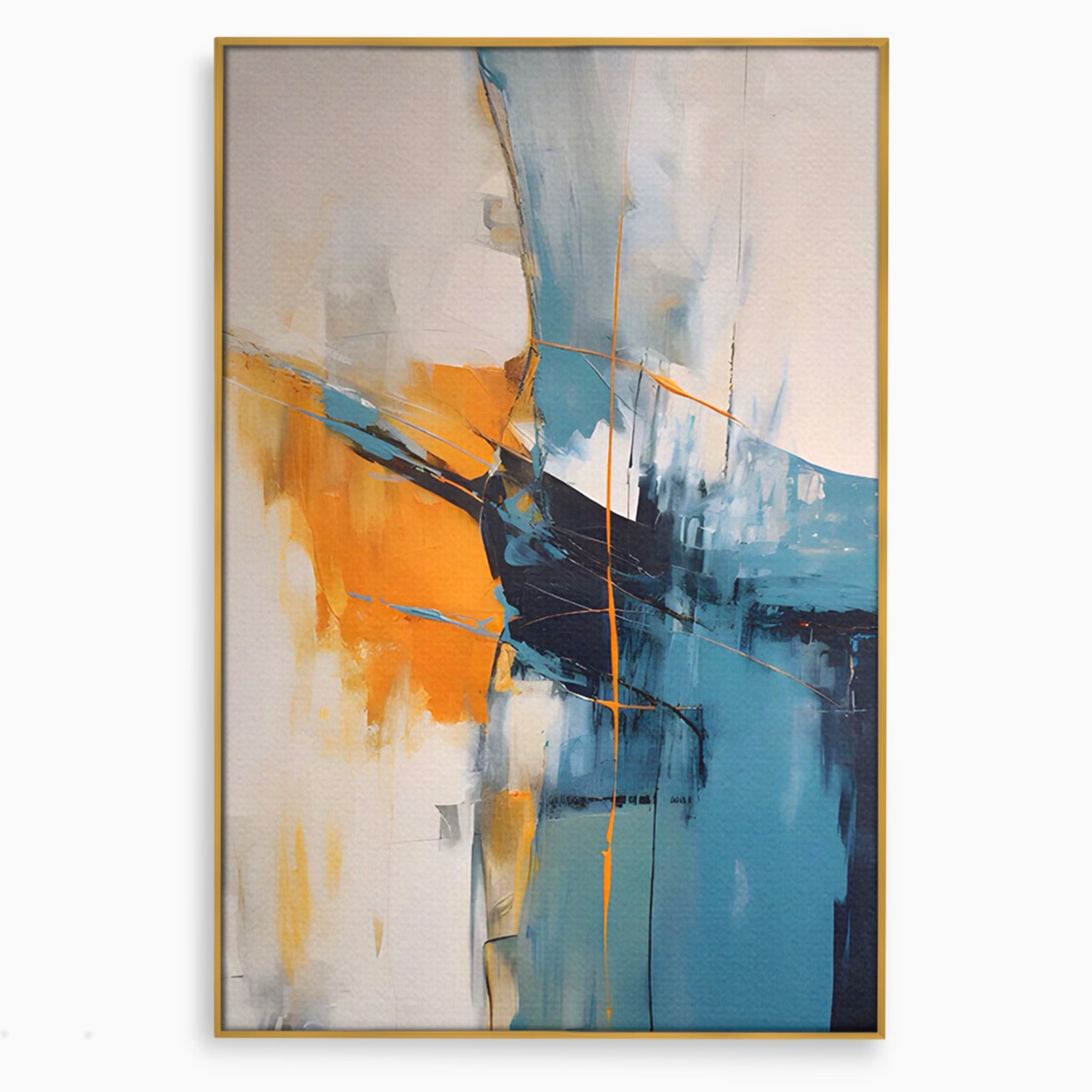 Tablou Canvas Premium LuxCanva® C1186, Abstract Albastru Portocaliu, Abstract, Modern, Arta Contemporana, Living, Birou, Culori Vibrante