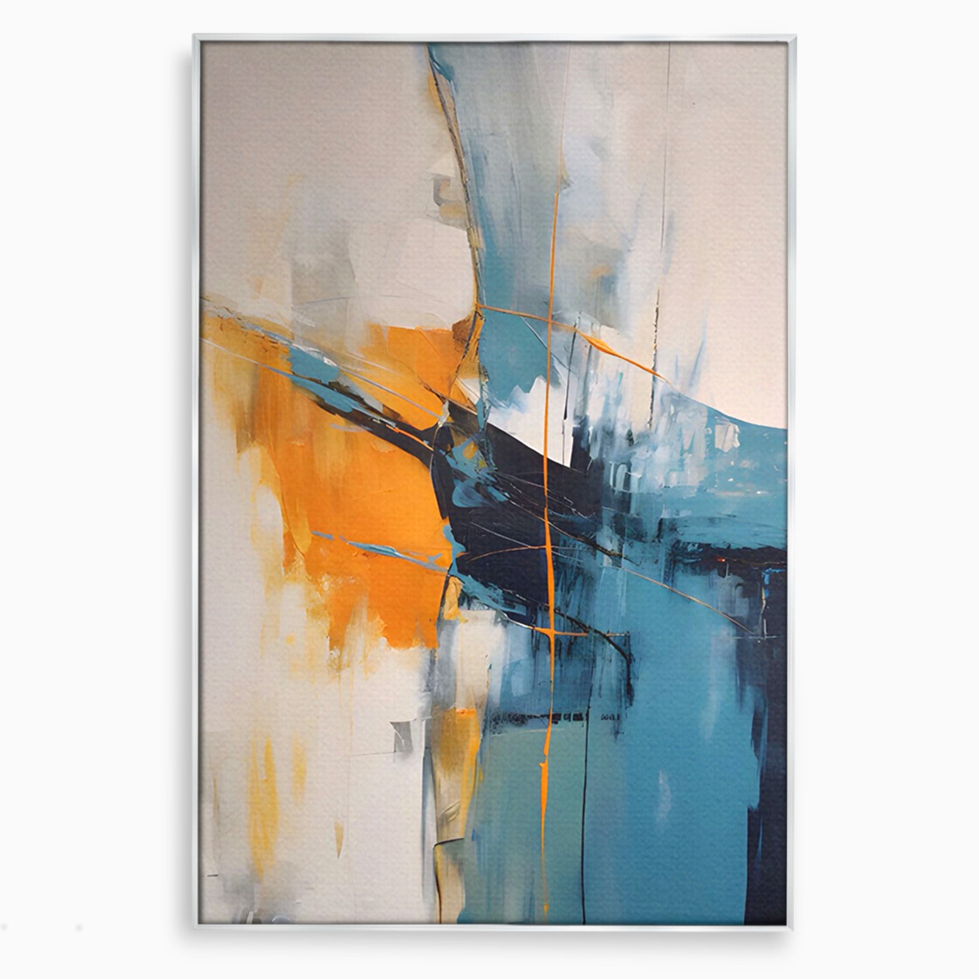 Tablou Canvas Premium LuxCanva® C1186, Abstract Albastru Portocaliu, Abstract, Modern, Arta Contemporana, Living, Birou, Culori Vibrante