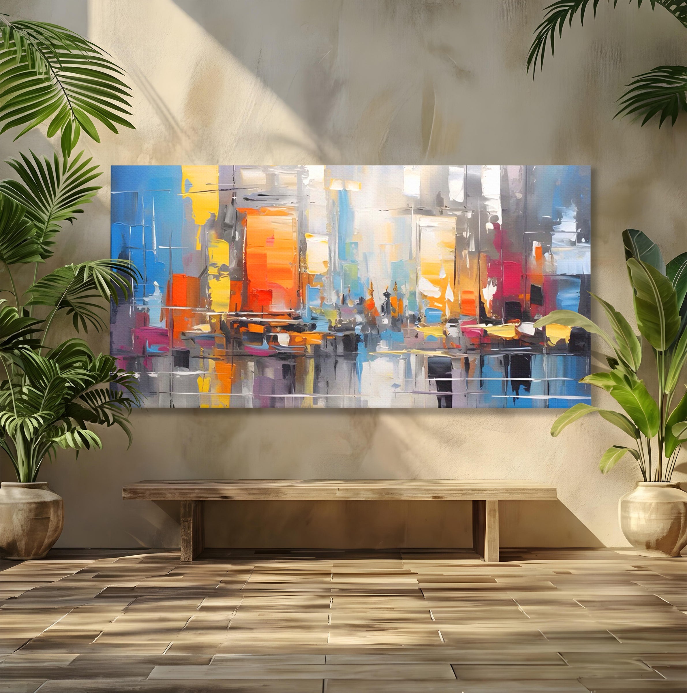 Tablou Canvas Premium LuxCanva® C1187, Oras Abstract, Oras, Abstract, Modern, Living, Birou, Culori Vibrante