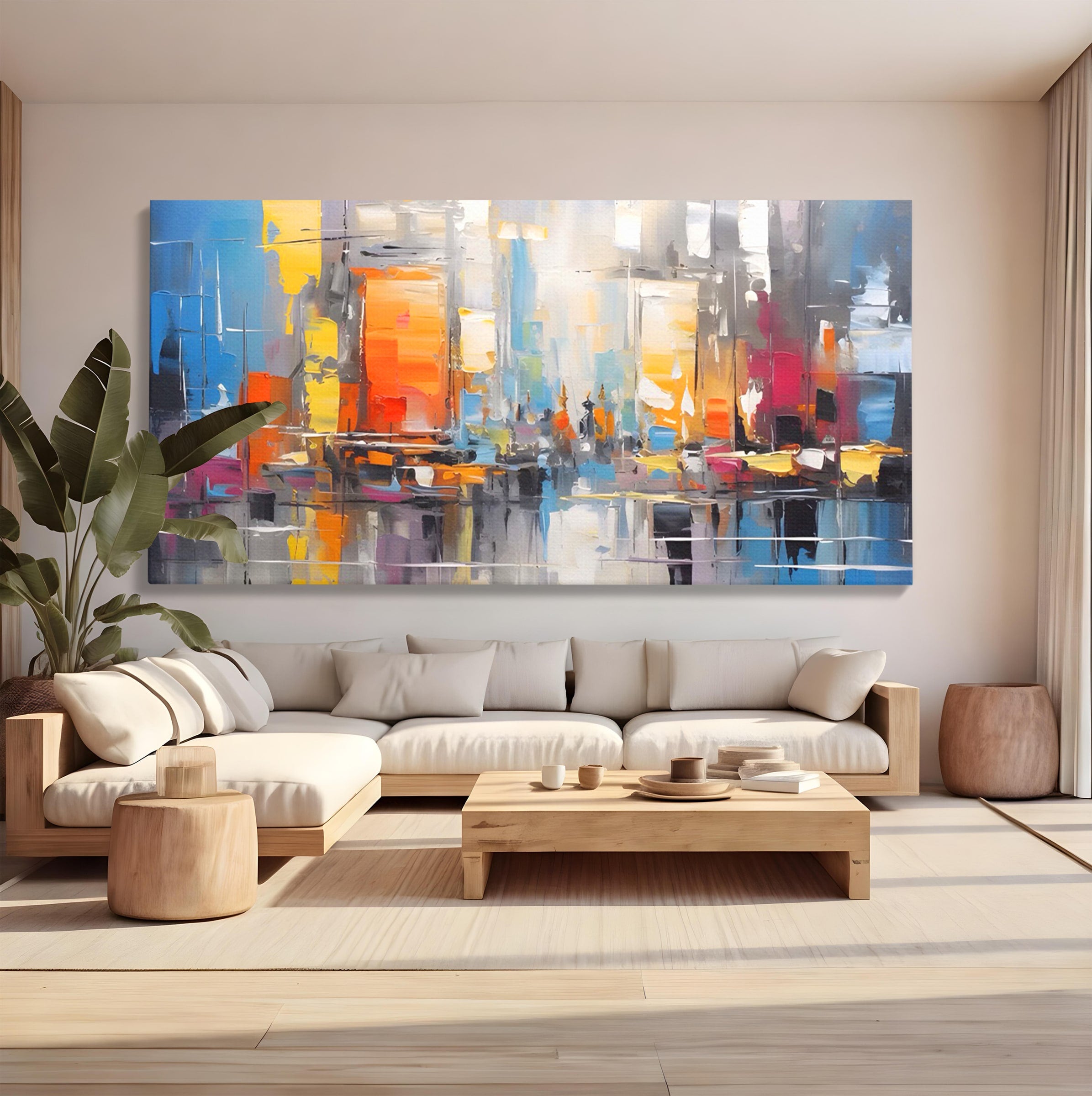 Tablou Canvas Premium LuxCanva® C1187, Oras Abstract, Oras, Abstract, Modern, Living, Birou, Culori Vibrante
