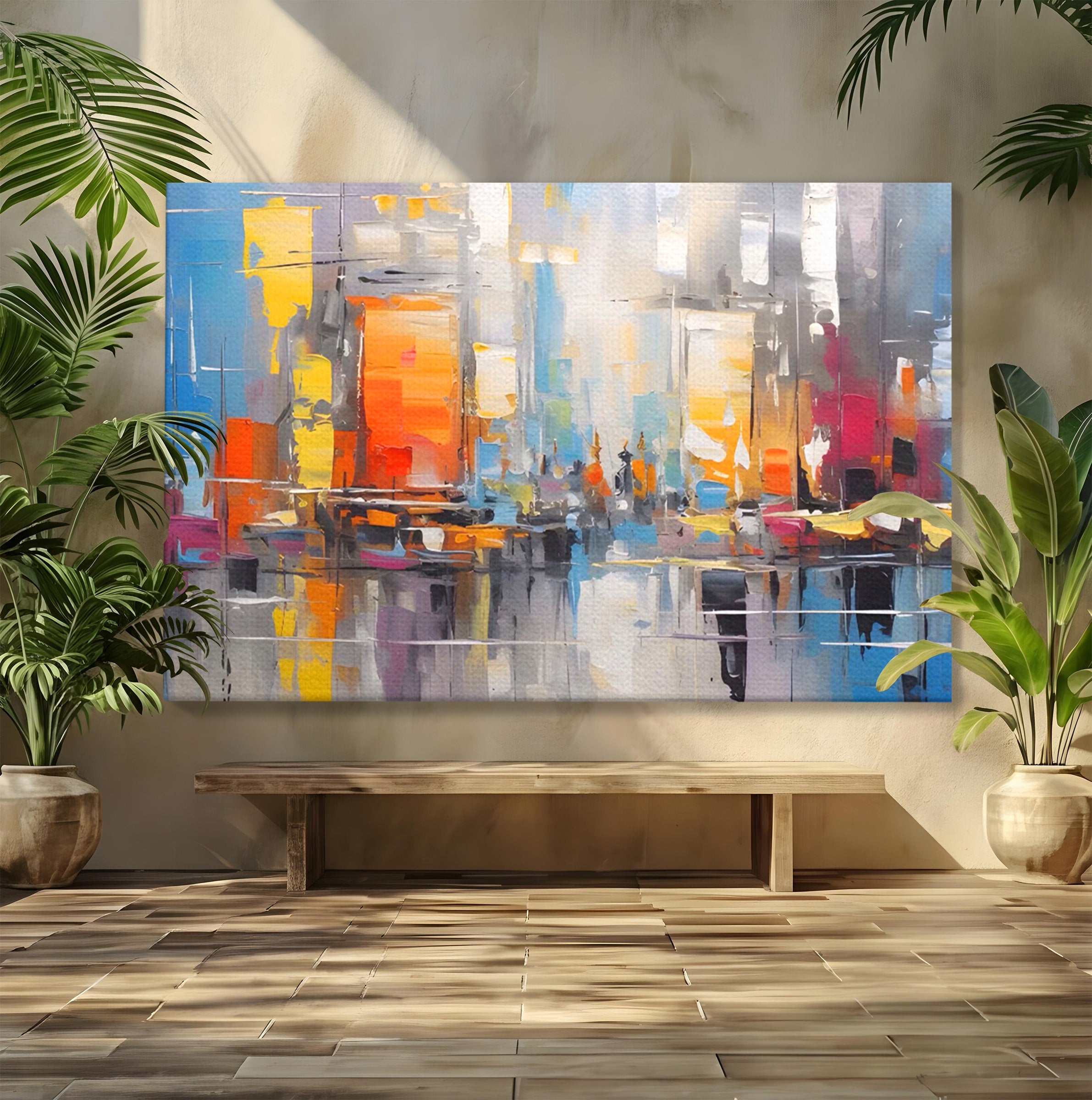 Tablou Canvas Premium LuxCanva® C1187, Oras Abstract, Oras, Abstract, Modern, Living, Birou, Culori Vibrante