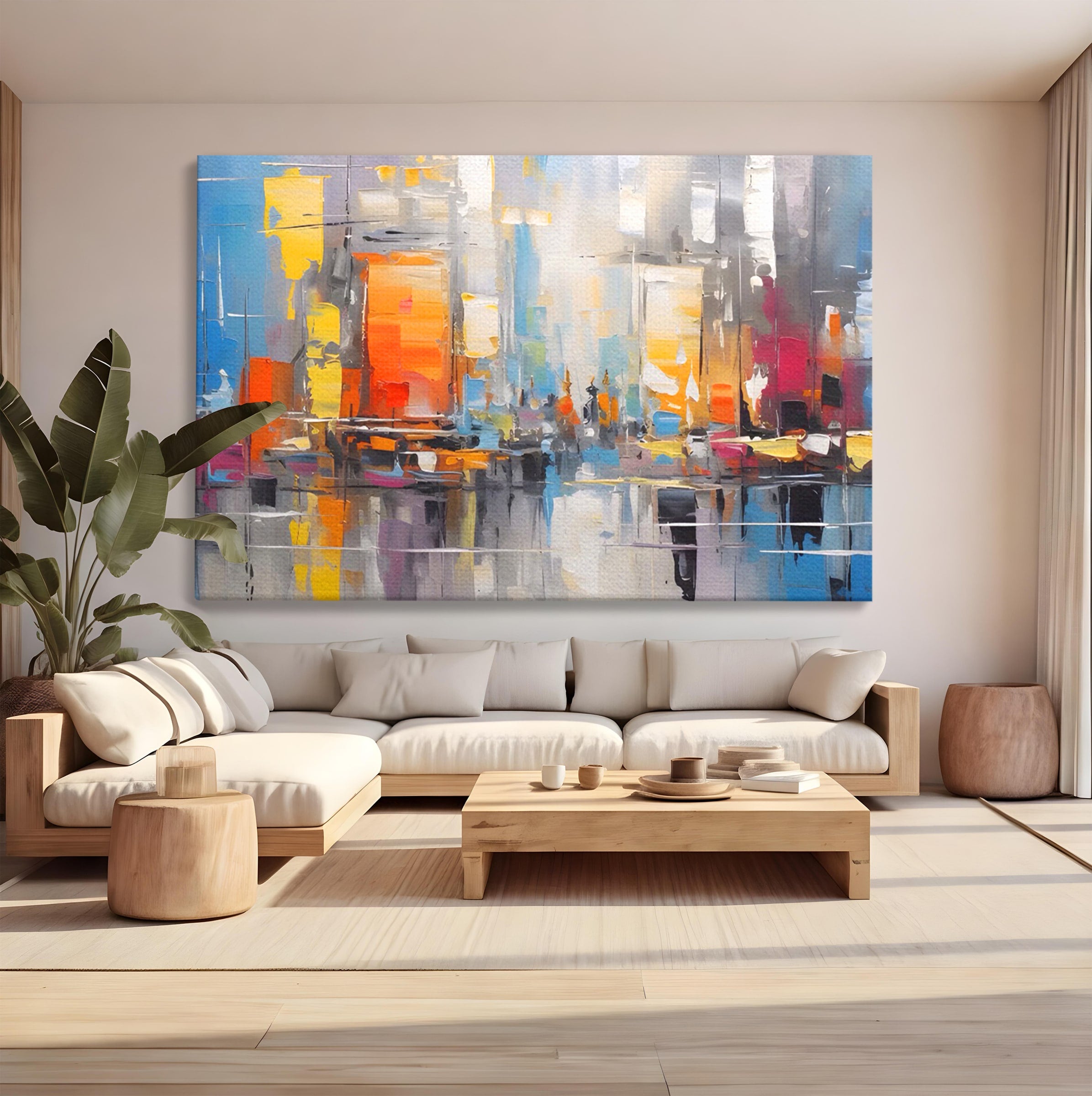 Tablou Canvas Premium LuxCanva® C1187, Oras Abstract, Oras, Abstract, Modern, Living, Birou, Culori Vibrante