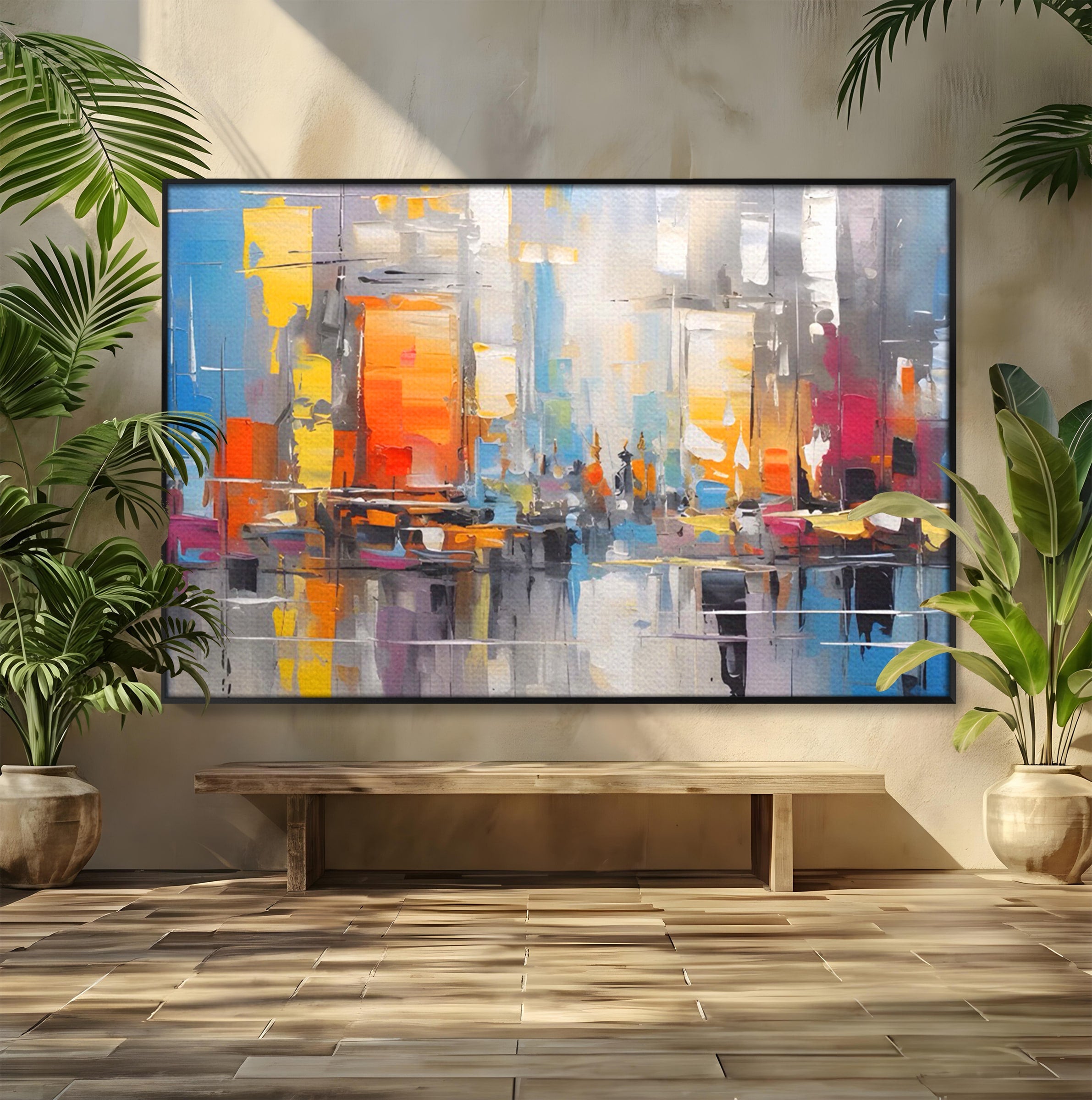 Tablou Canvas Premium LuxCanva® C1187, Oras Abstract, Oras, Abstract, Modern, Living, Birou, Culori Vibrante