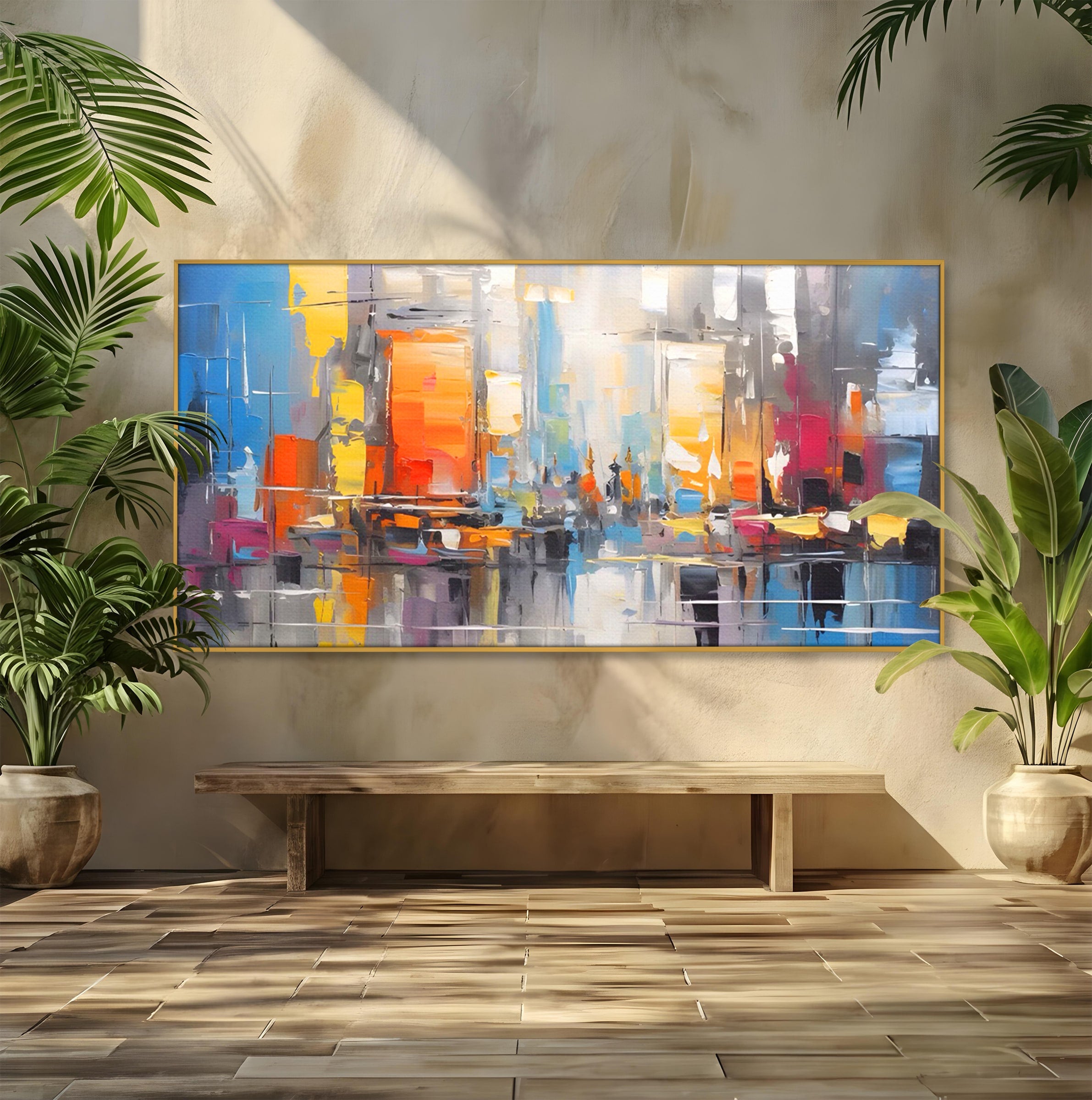 Tablou Canvas Premium LuxCanva® C1187, Oras Abstract, Oras, Abstract, Modern, Living, Birou, Culori Vibrante