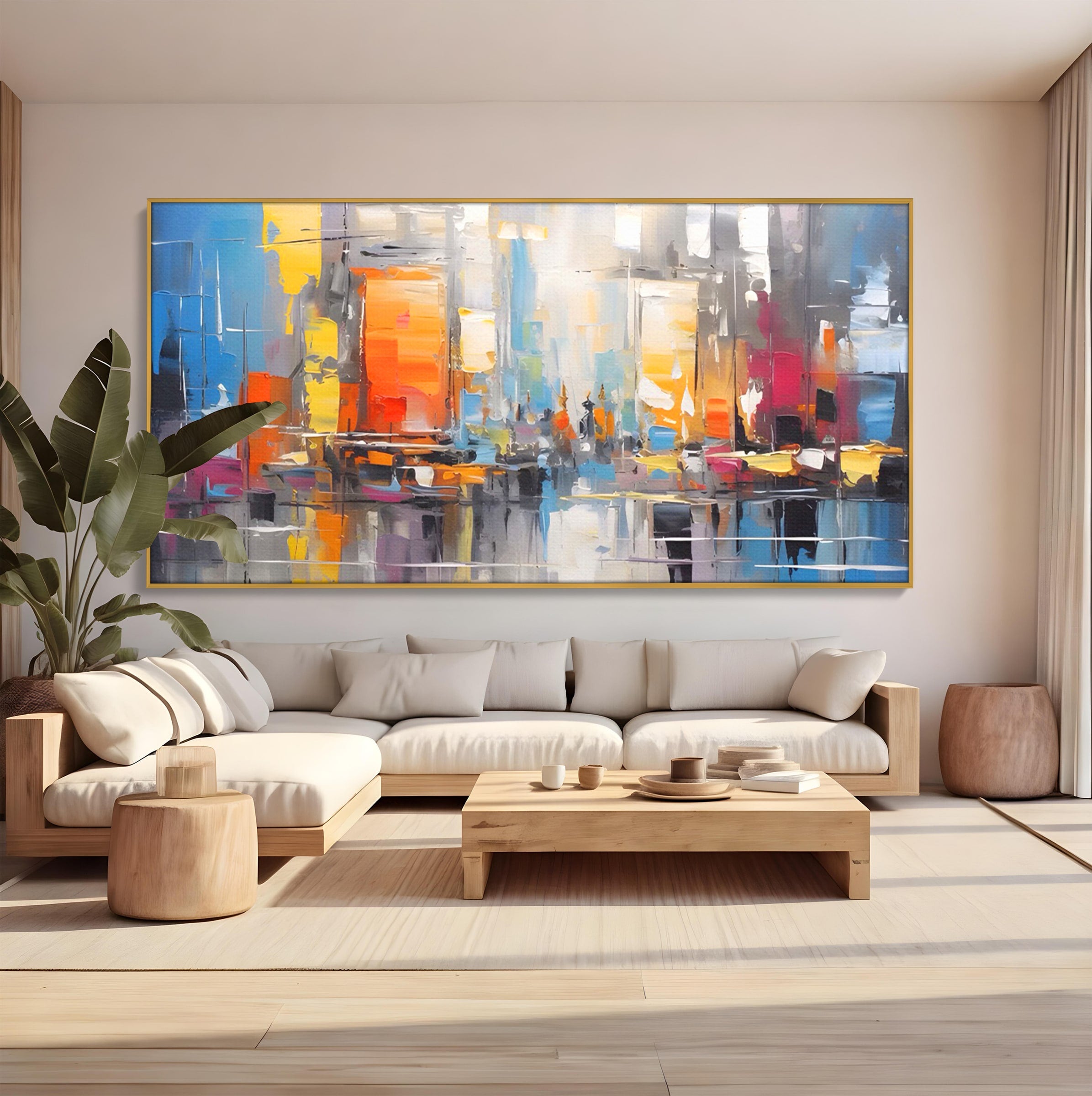 Tablou Canvas Premium LuxCanva® C1187, Oras Abstract, Oras, Abstract, Modern, Living, Birou, Culori Vibrante