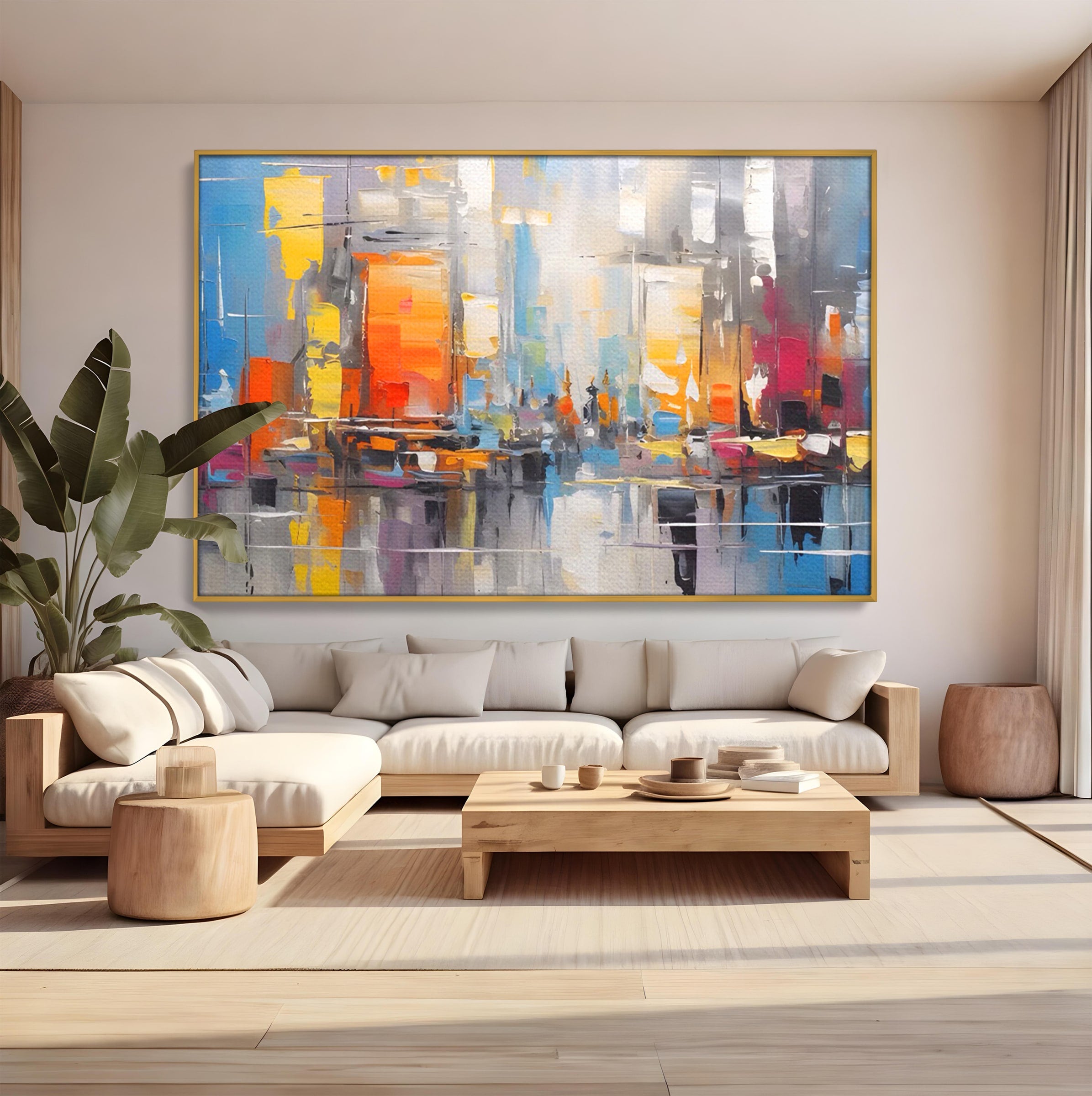Tablou Canvas Premium LuxCanva® C1187, Oras Abstract, Oras, Abstract, Modern, Living, Birou, Culori Vibrante