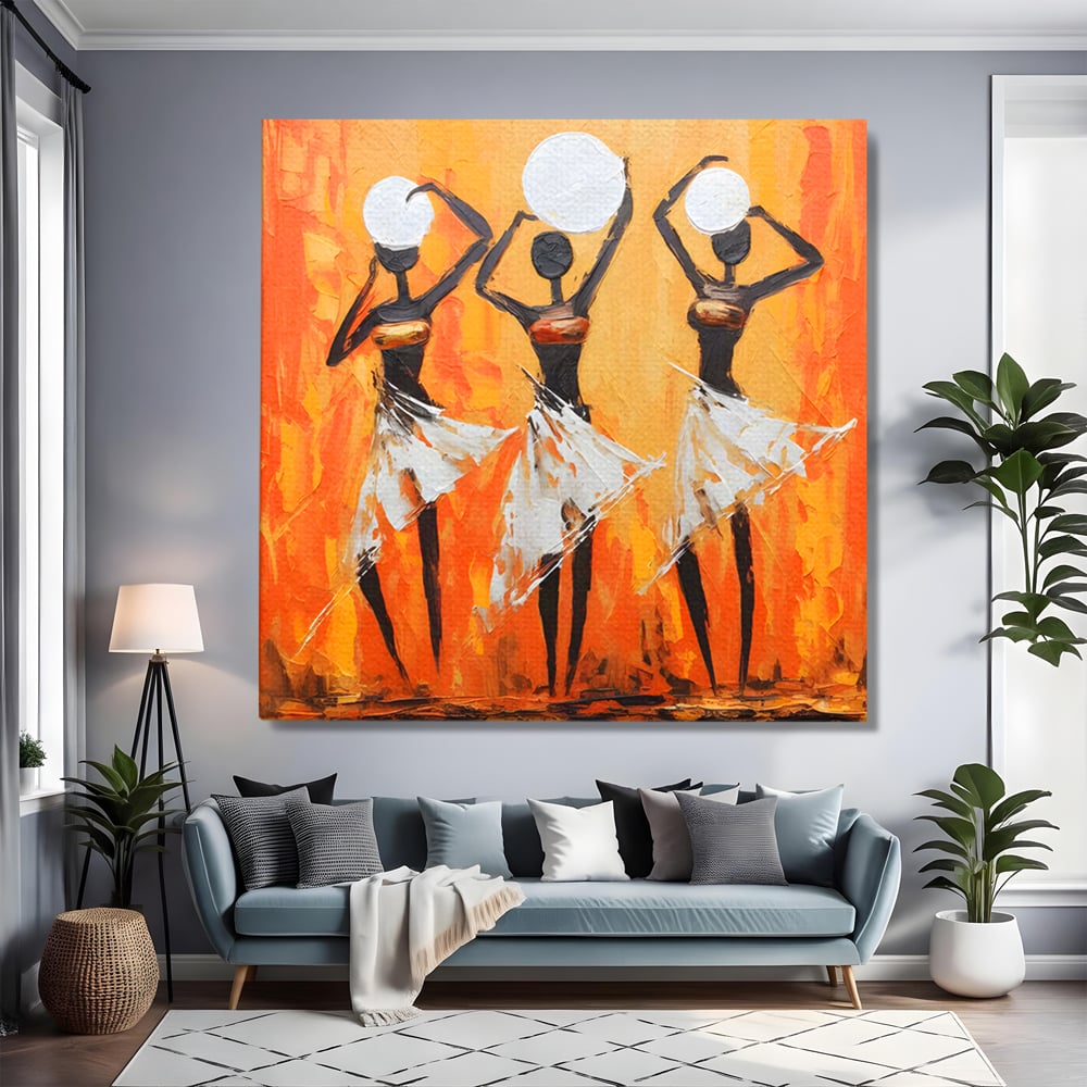 Tablou Canvas Premium LuxCanva® C1190, African Dancers , Culori, Traditie, Decorativ, Living Room, Culori Vibrante