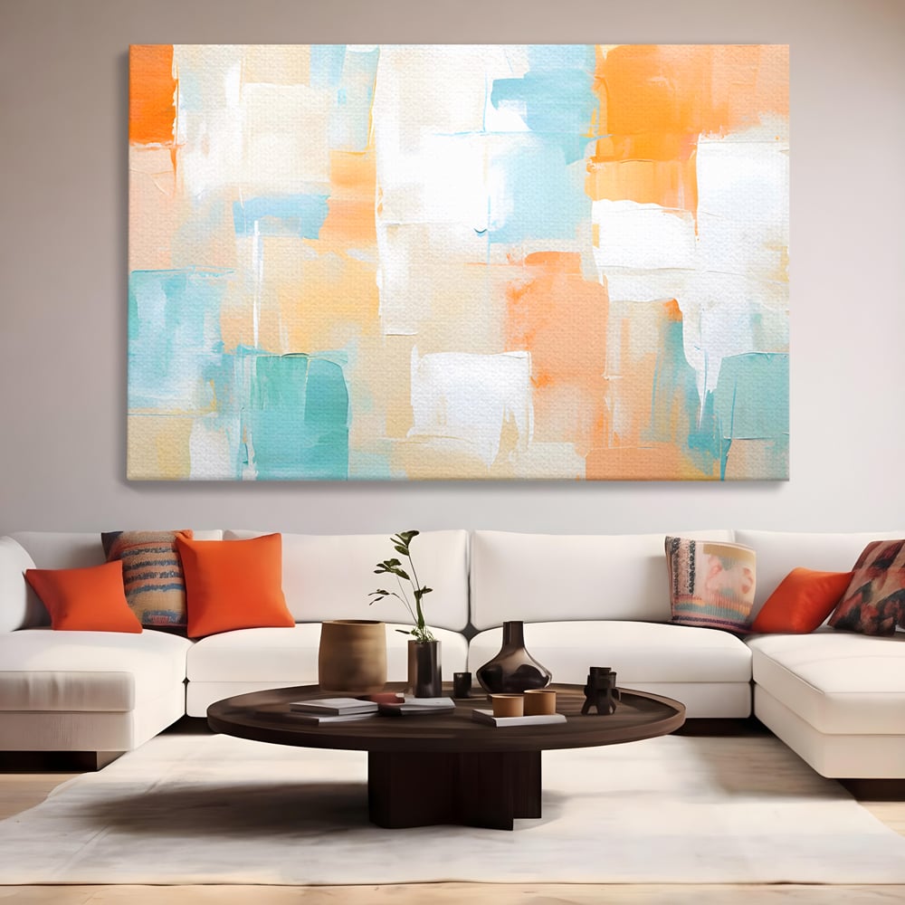 Leinwandbilder LuxCanva Premium Leinwandbilder® C1195, Helle Farben gemalt, Entspannend, Wohnzimmer, Lebendige Farben