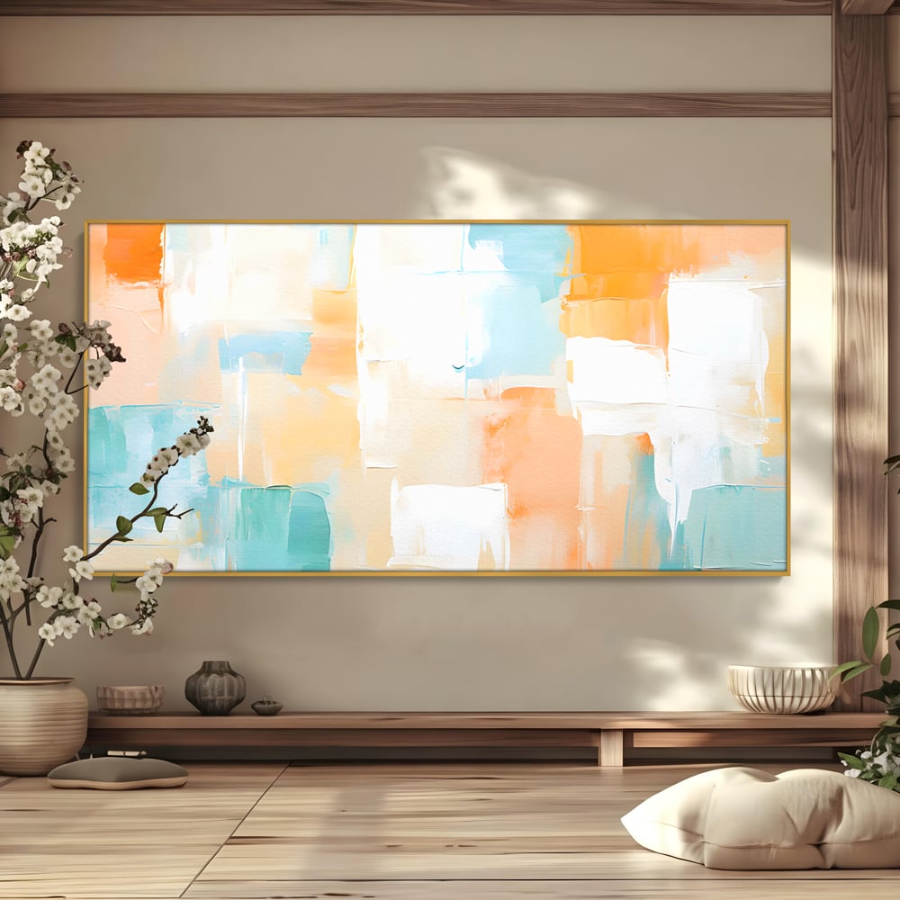 Leinwandbilder LuxCanva Premium Leinwandbilder® C1195, Helle Farben gemalt, Entspannend, Wohnzimmer, Lebendige Farben