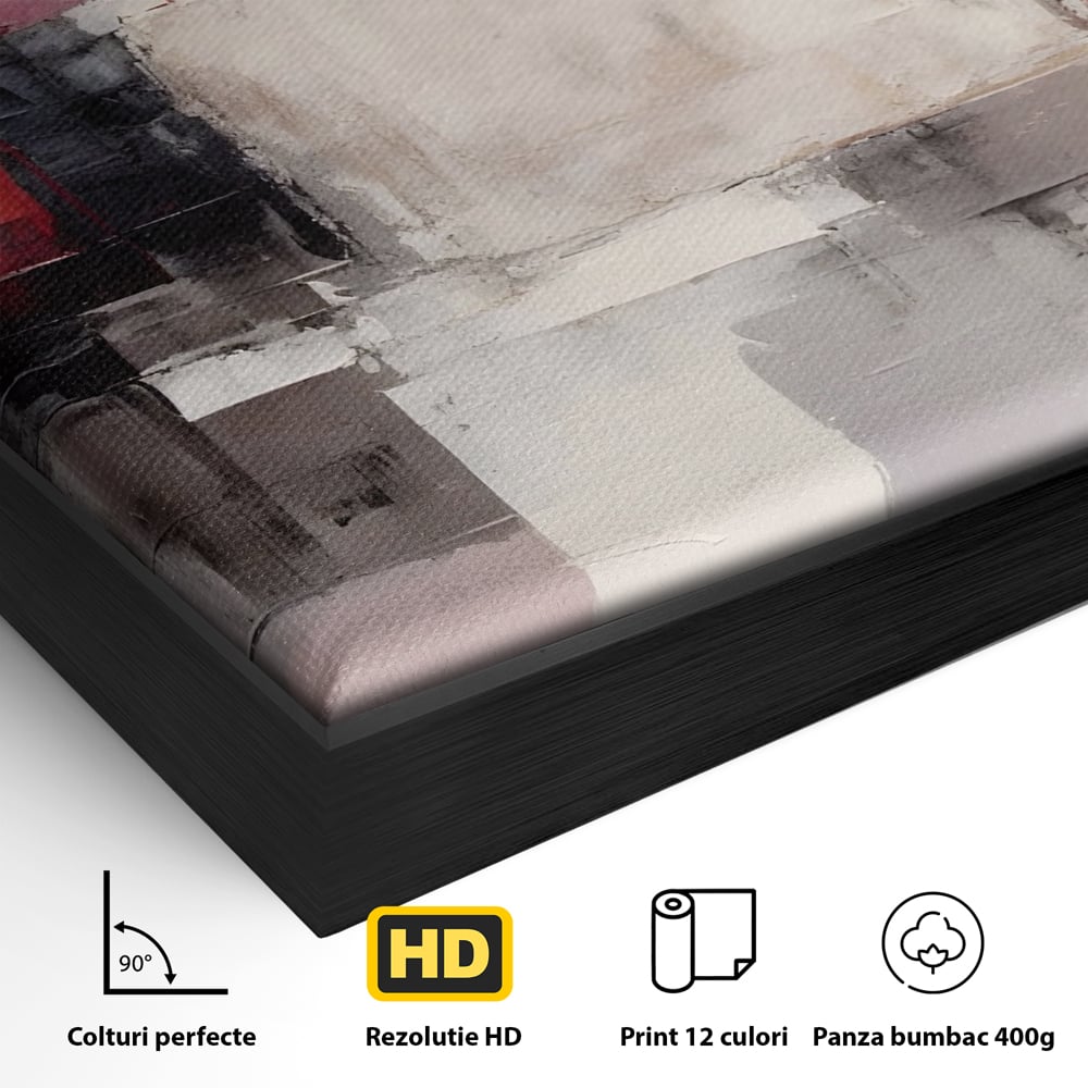 Leinwand Wandkunst Leinwand Premium LuxCanva® C1197, Abstrakt Rot Und Schwarz , Farben, Dekorativ, Wohnzimmer, Wohnzimmer, Lebendige Farben