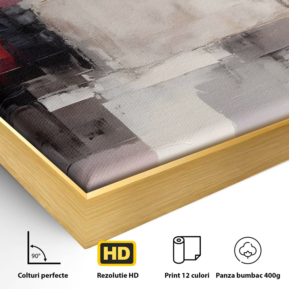 Leinwand Wandkunst Leinwand Premium LuxCanva® C1197, Abstrakt Rot Und Schwarz , Farben, Dekorativ, Wohnzimmer, Wohnzimmer, Lebendige Farben